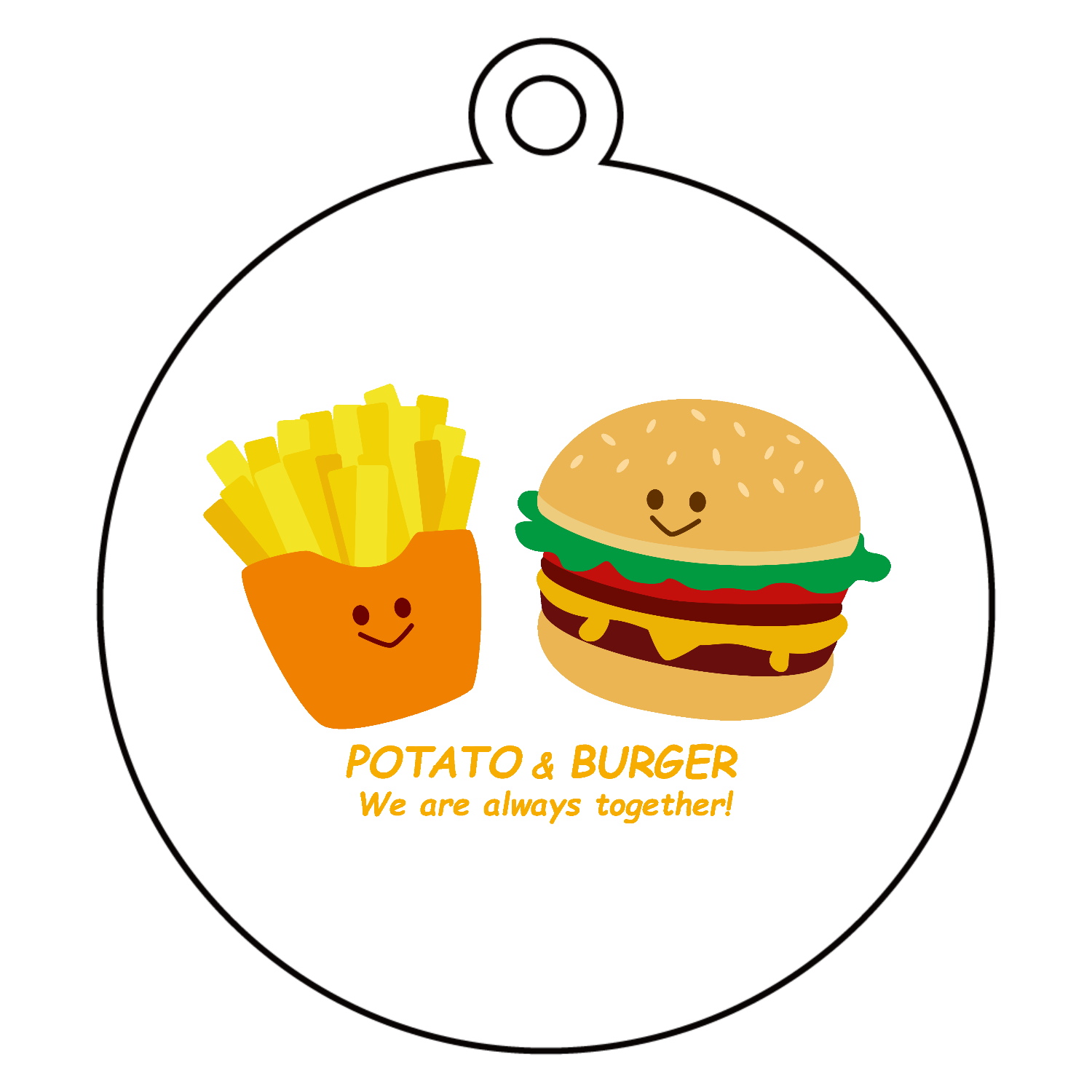 グラフィックシリーズ「ポテト＆バーガー」 アクリルキーホルダー　丸型 (6cm)