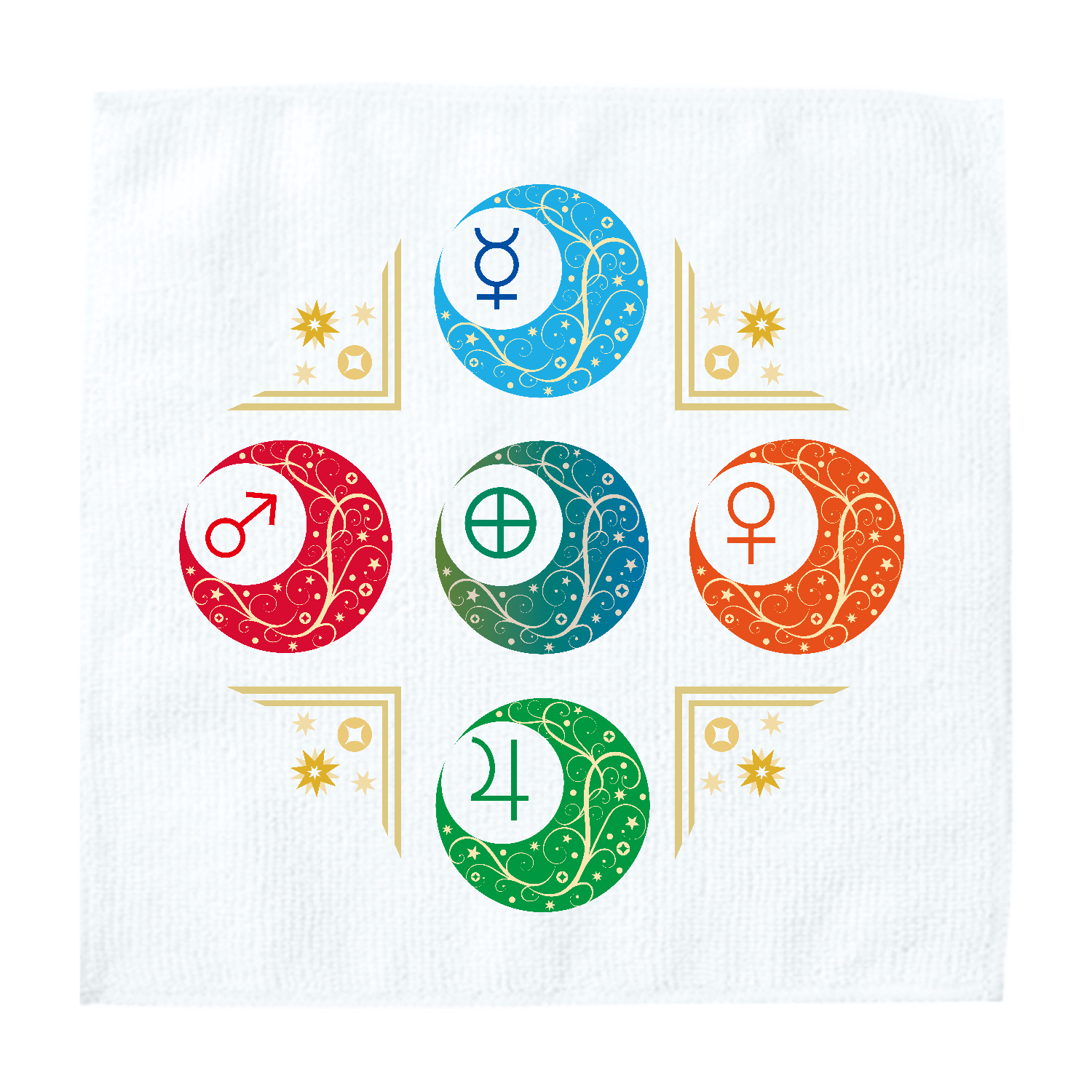 オリエンタルな月と惑星と地球と。5天体編／ミニタオル ソフトタッチミニタオル