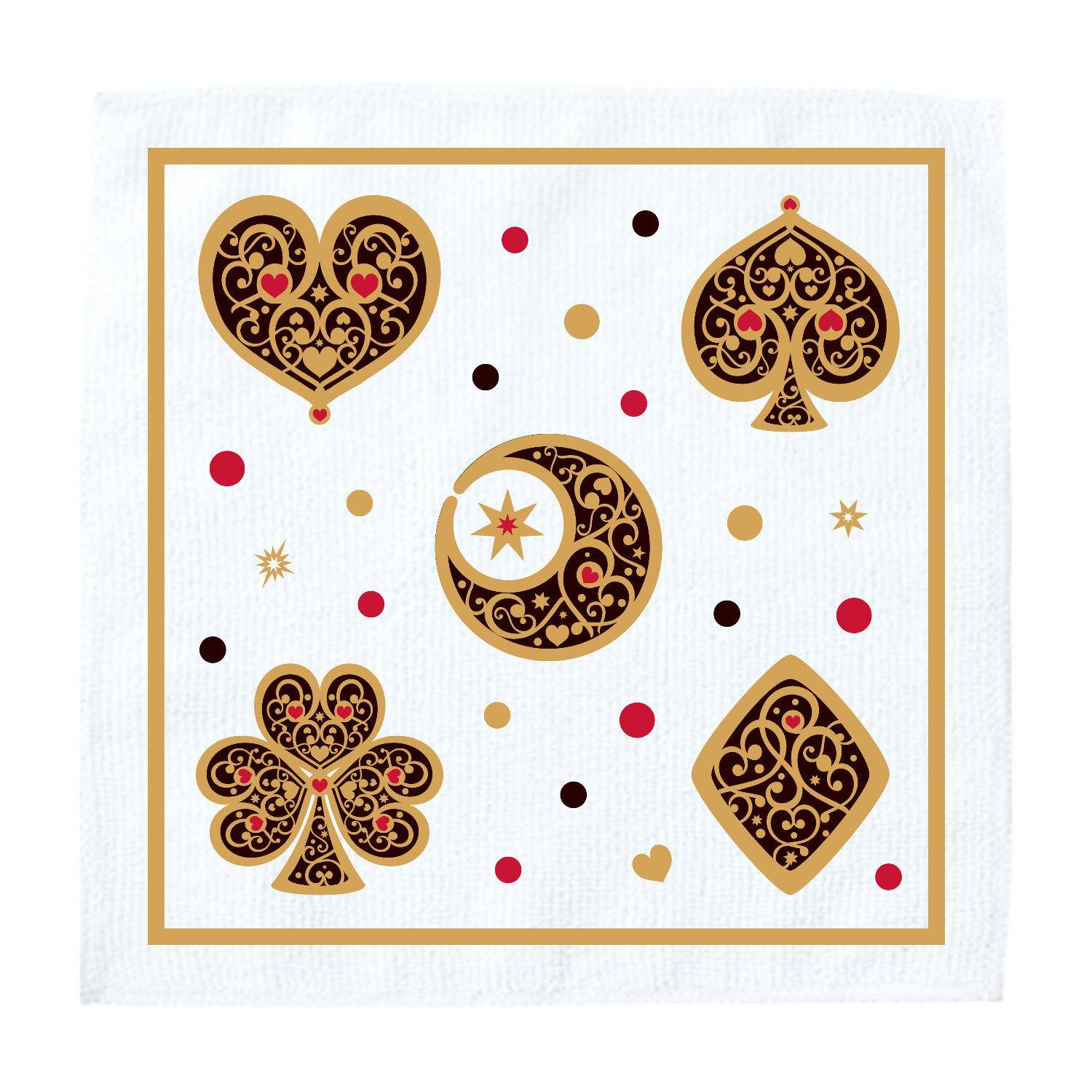 アンティークトランプ風ALL・水玉Ver. ソフトタッチミニタオル