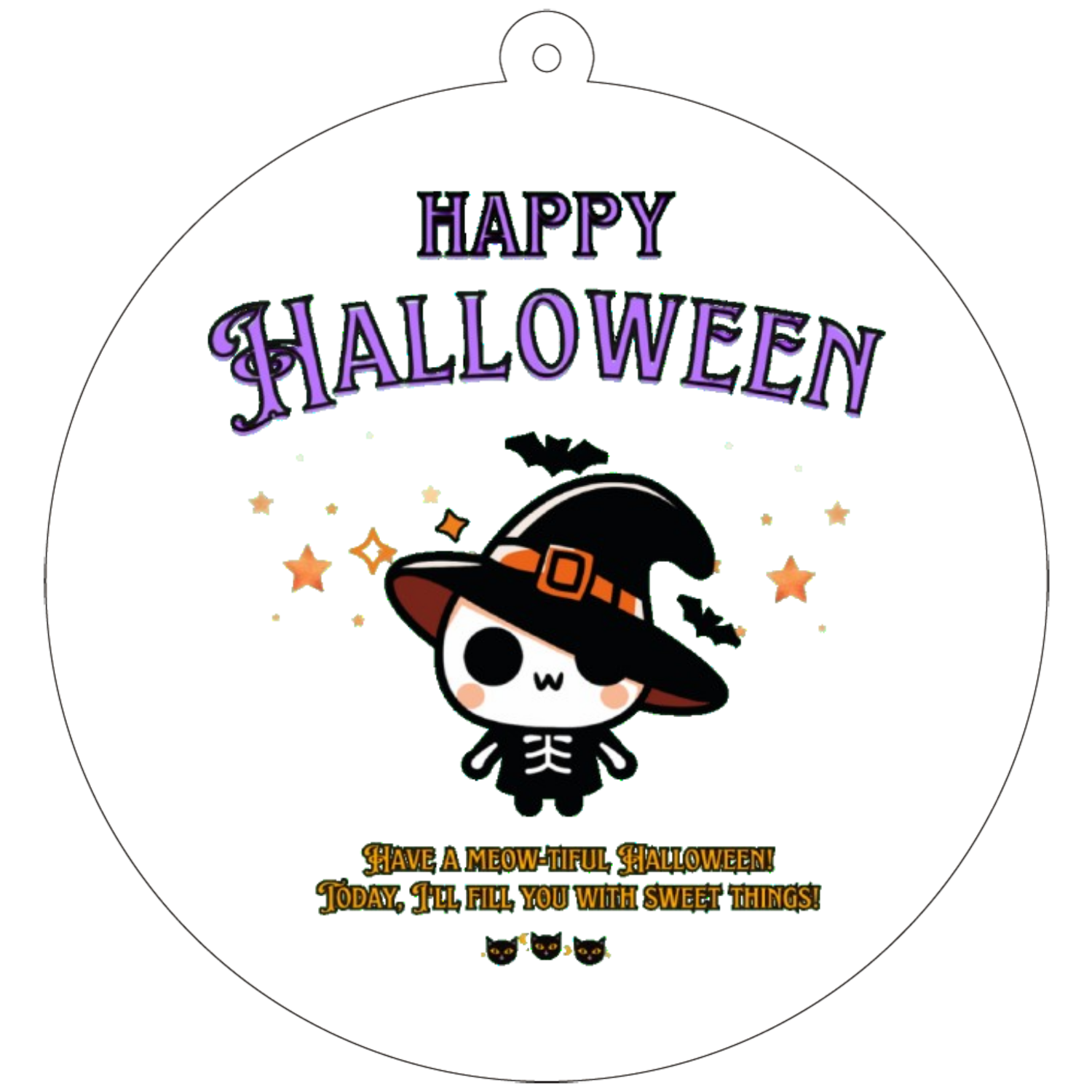Halloween☆ニャン purple 70×70mm アクリルキーホルダー(丸型)