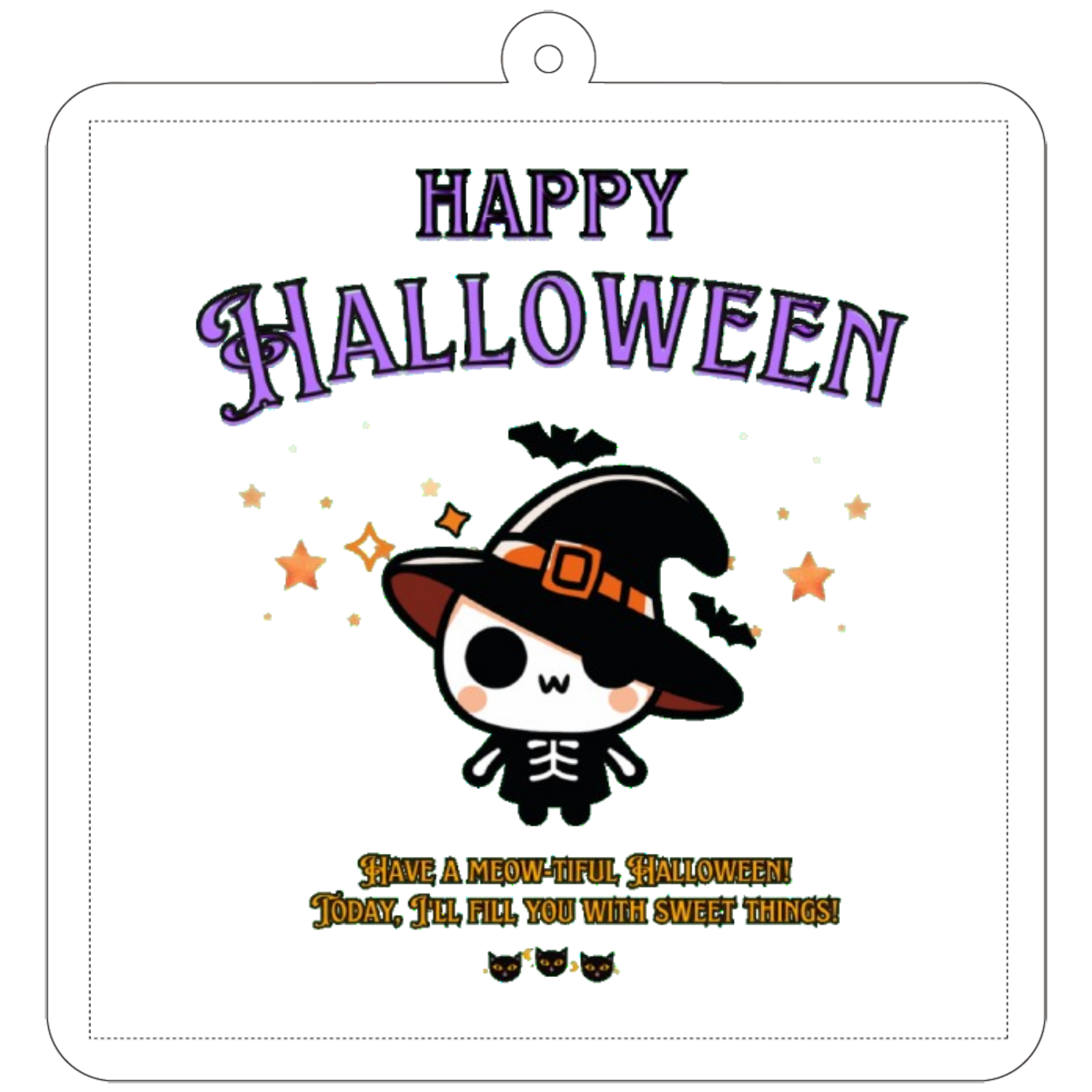 Halloween☆ニャン purple 70×70mm アクリルキーホルダー(正方形)