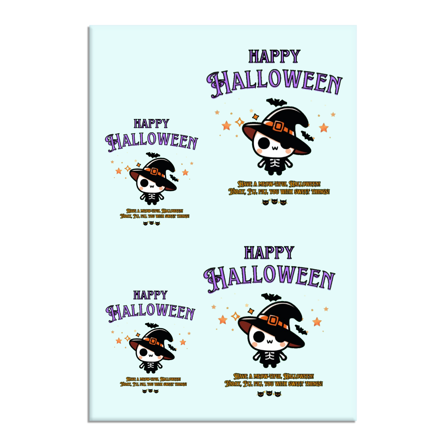 Halloween☆ニャン purple タトゥーシール　はがきサイズ