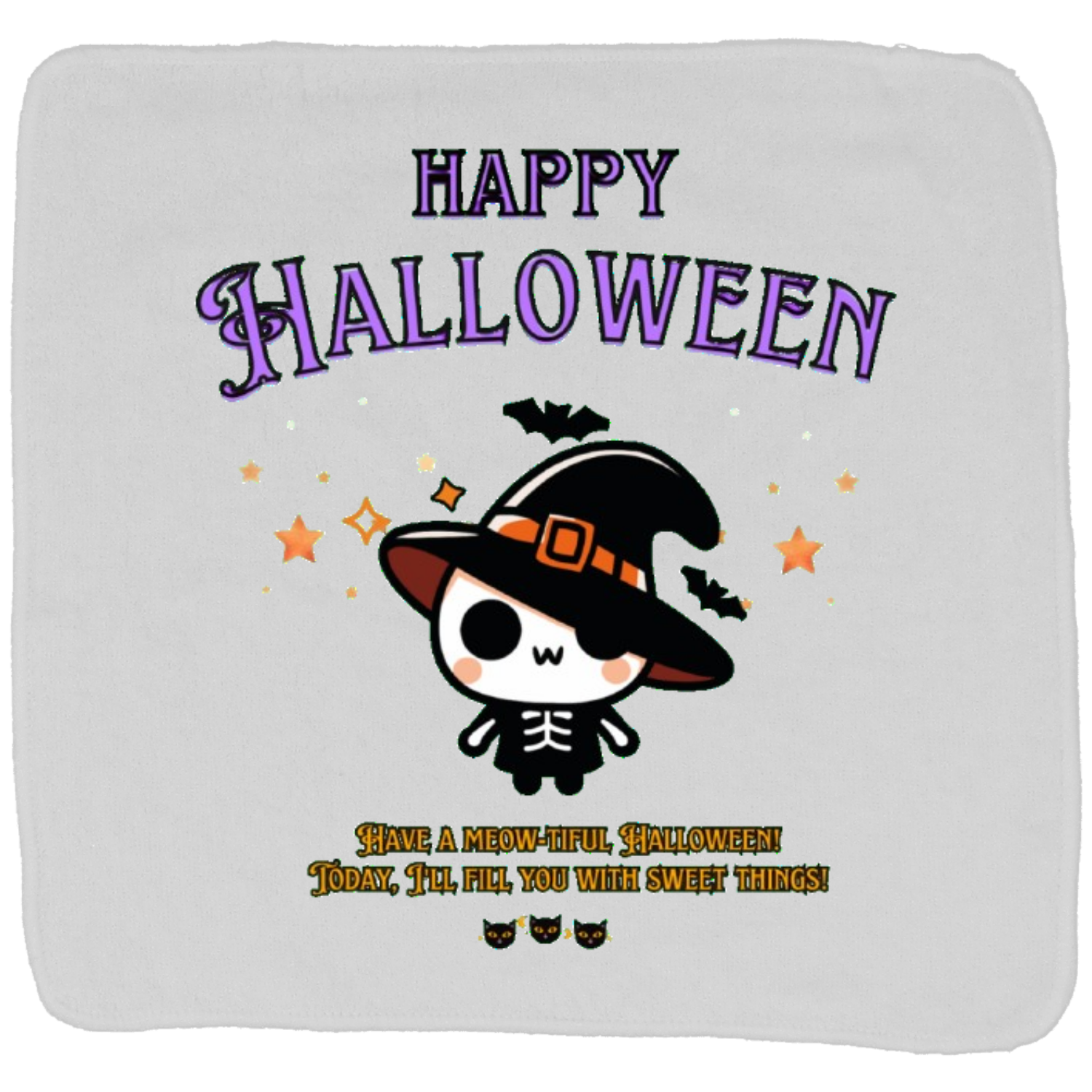 Halloween☆ニャン purple オーバロックおしぼり