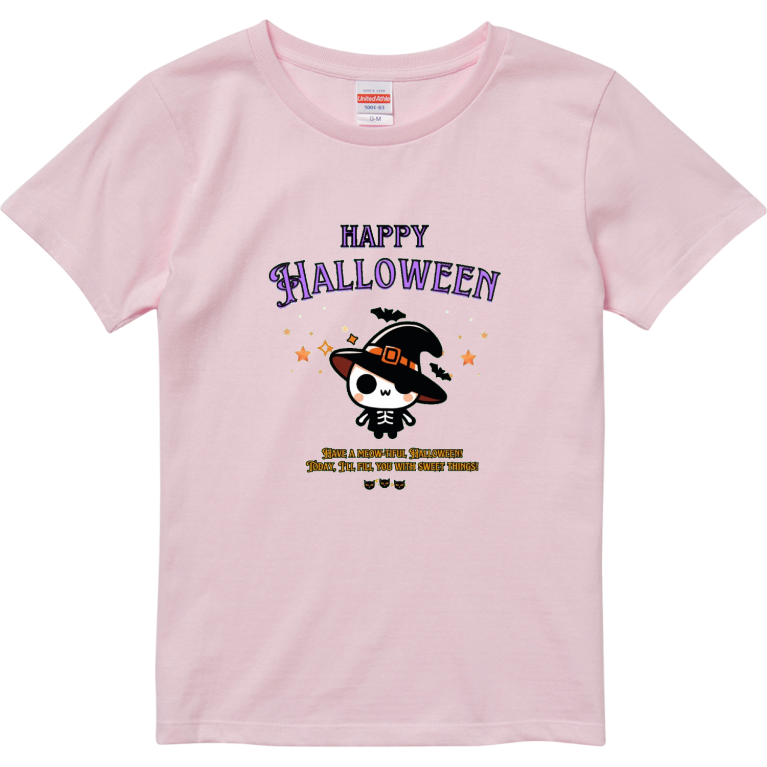 Halloween☆ニャン purple ハイクオリティーTシャツ（ガールズ）