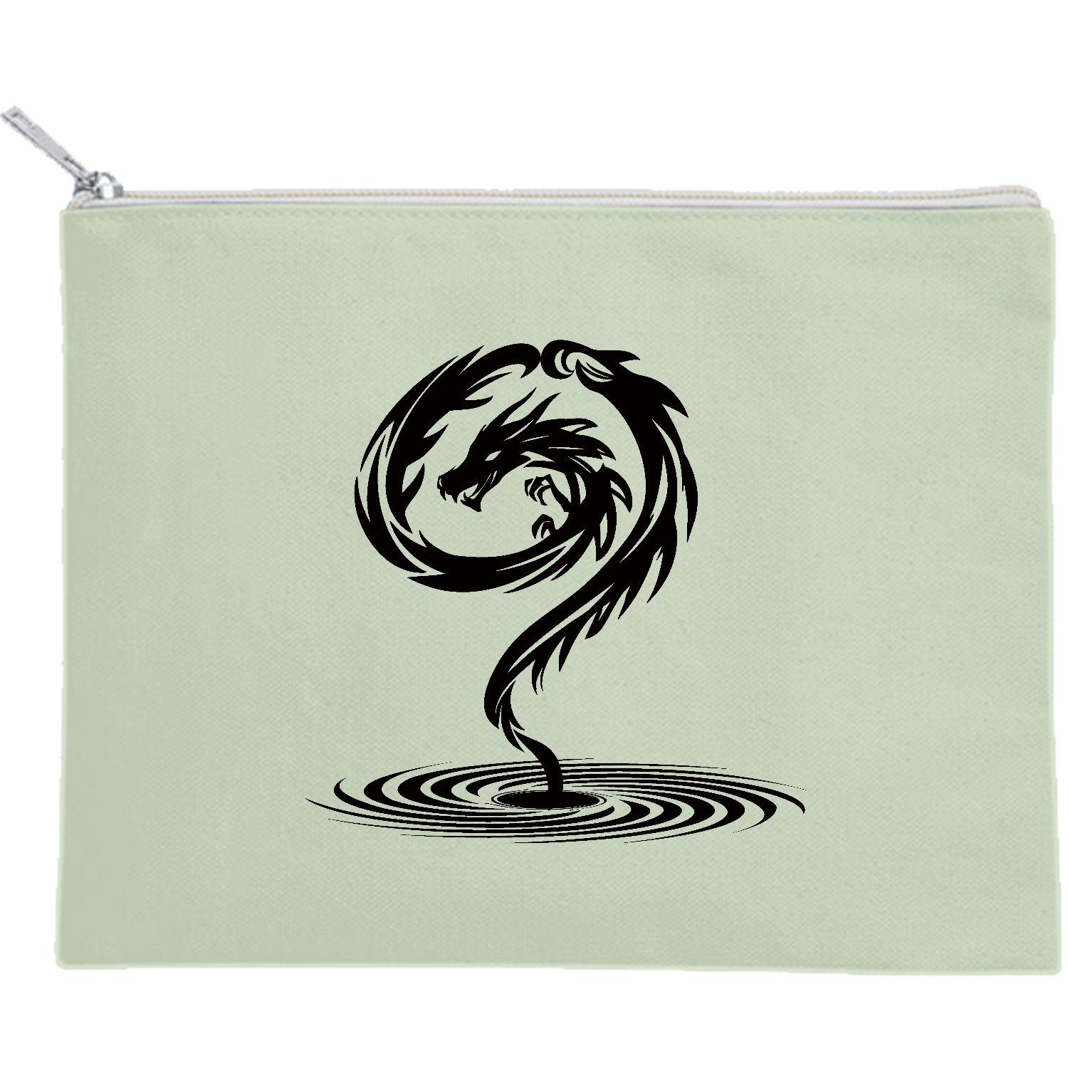 ダークネスドラゴン キャンバスフラットポーチ（M）【白プリント有】