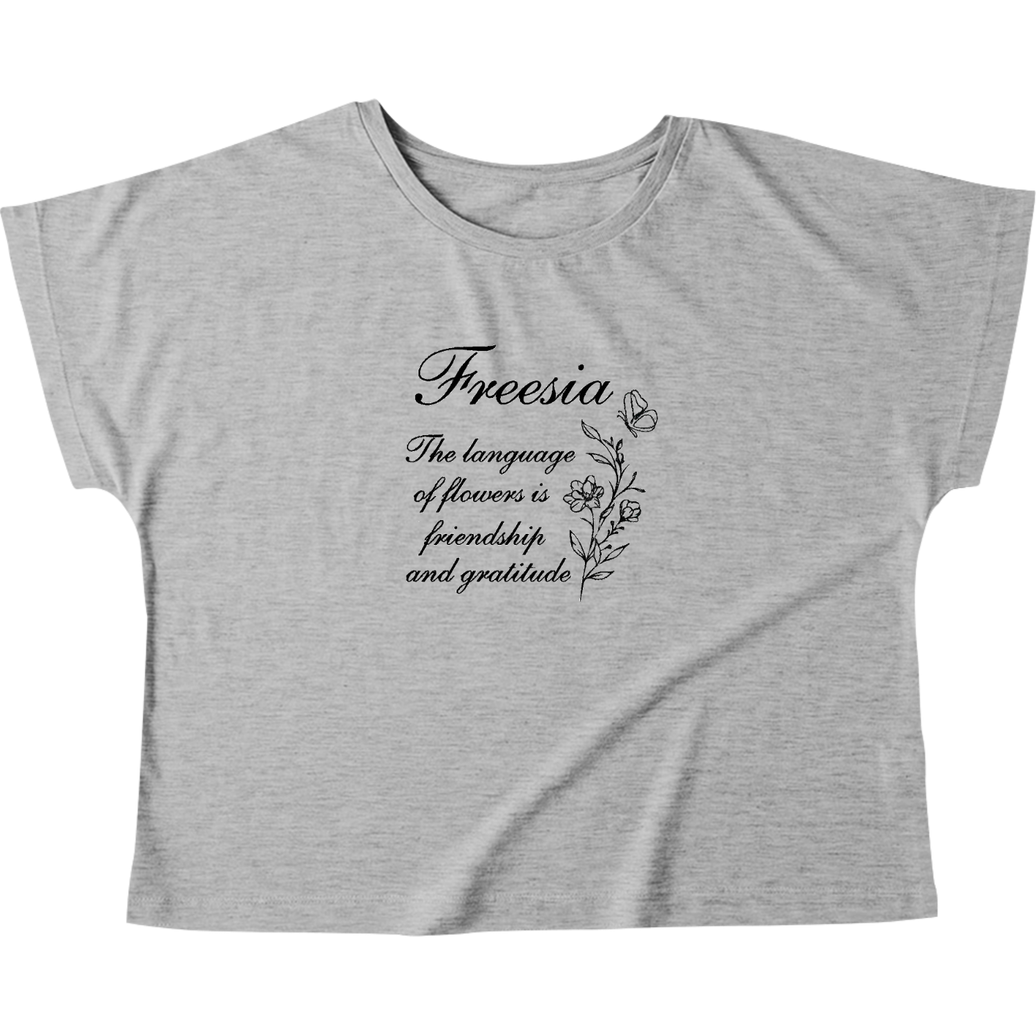 flower☆フリージアモノトーン ウィメンズ ドルマン Tシャツ