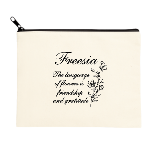flower☆フリージアモノトーン キャンバスポーチ（Ｍ）