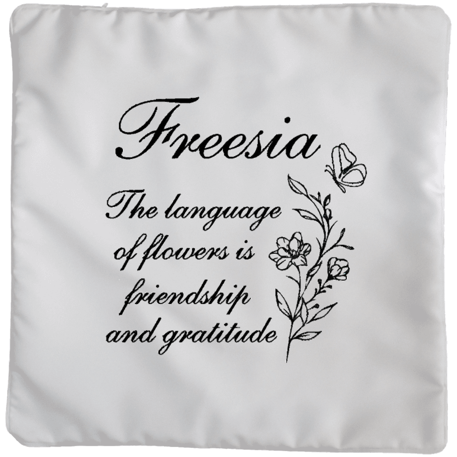 flower☆フリージアモノトーン クッションカバー(大)カバーのみ