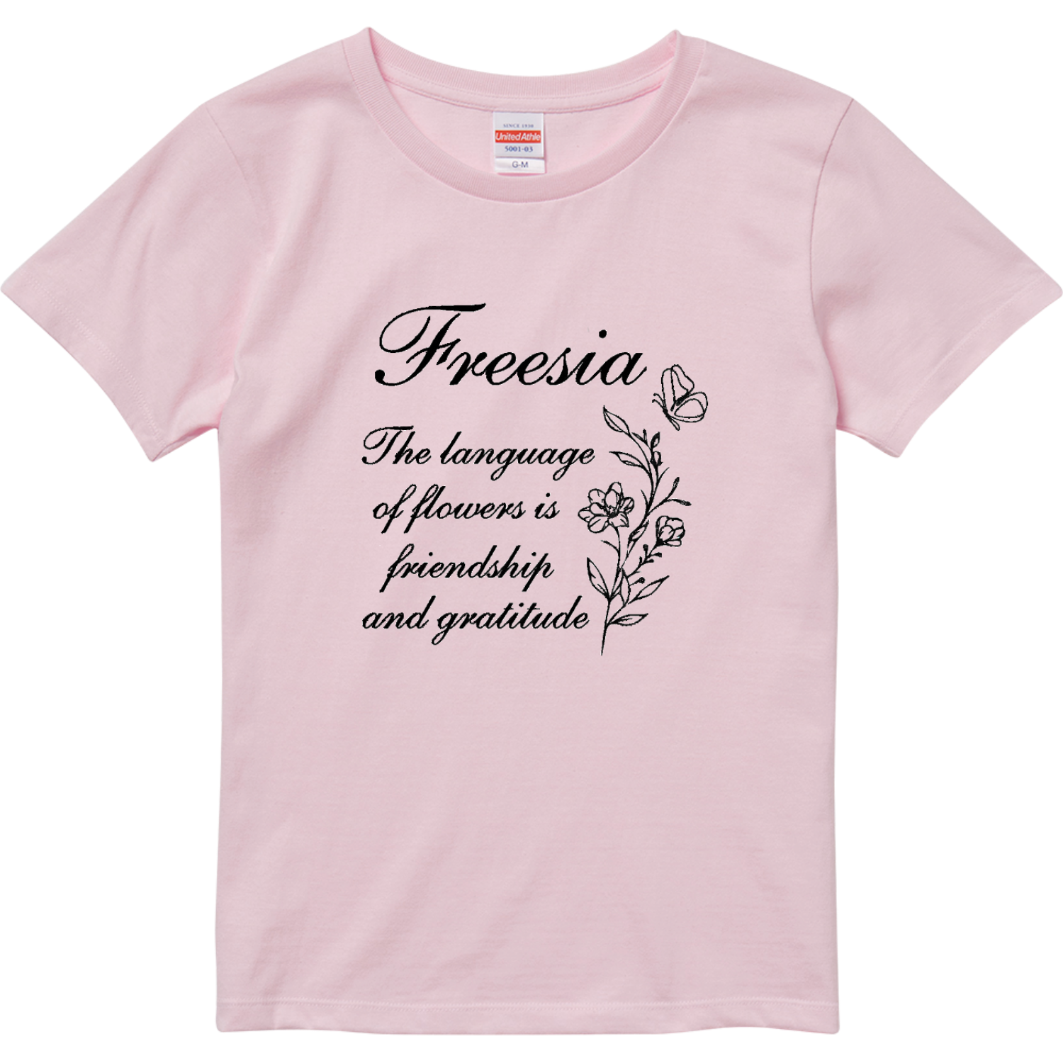 flower☆フリージアモノトーン ハイクオリティーTシャツ（ガールズ）