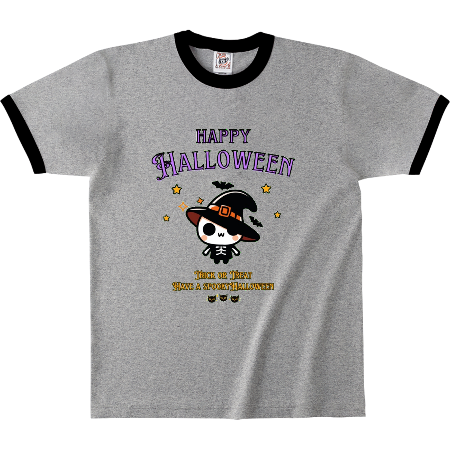 Halloween☆ニャン Purple オープンエンドマックスウェイトリンガーTシャツ