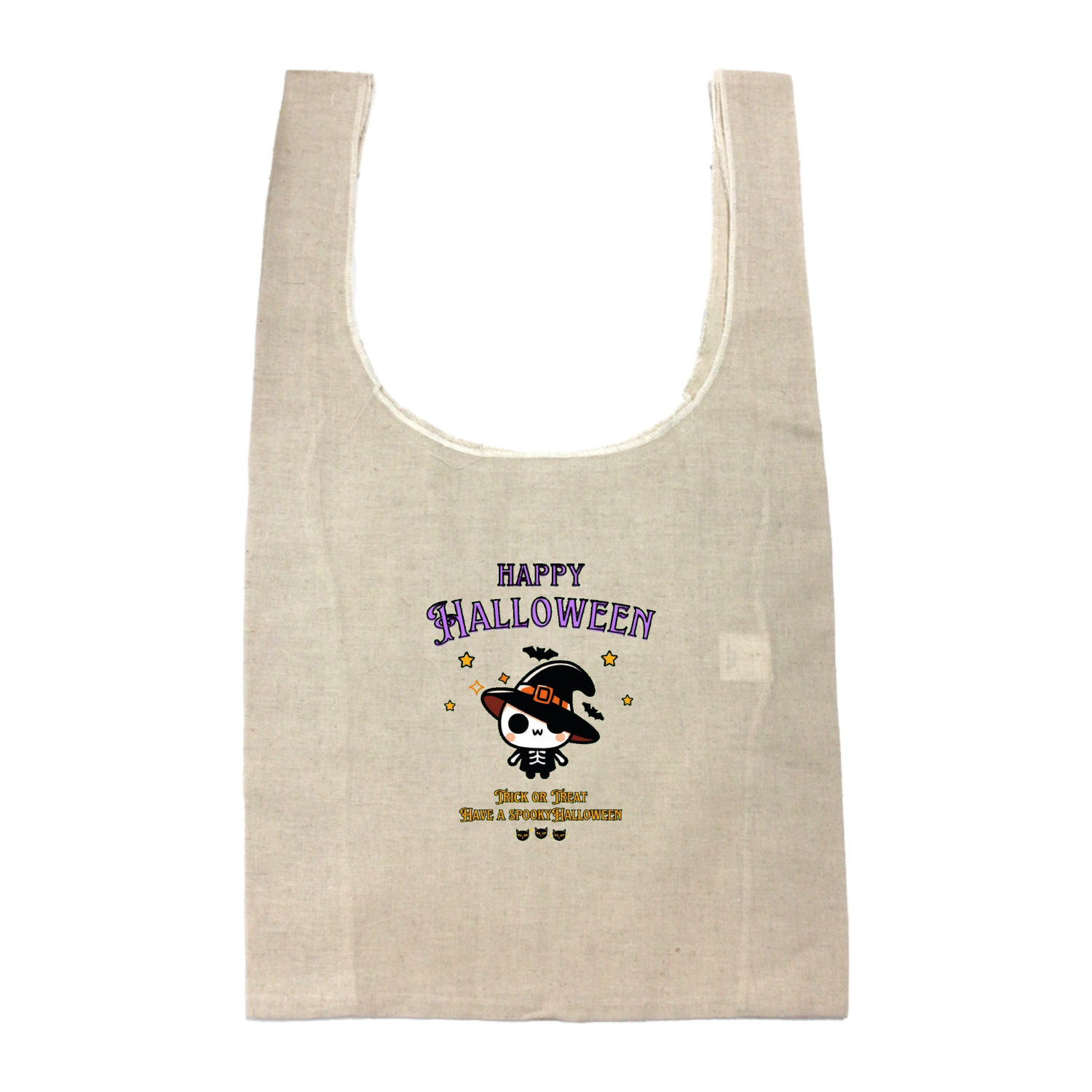 Halloween☆ニャン Purple コットンリネンマルシェバッグ