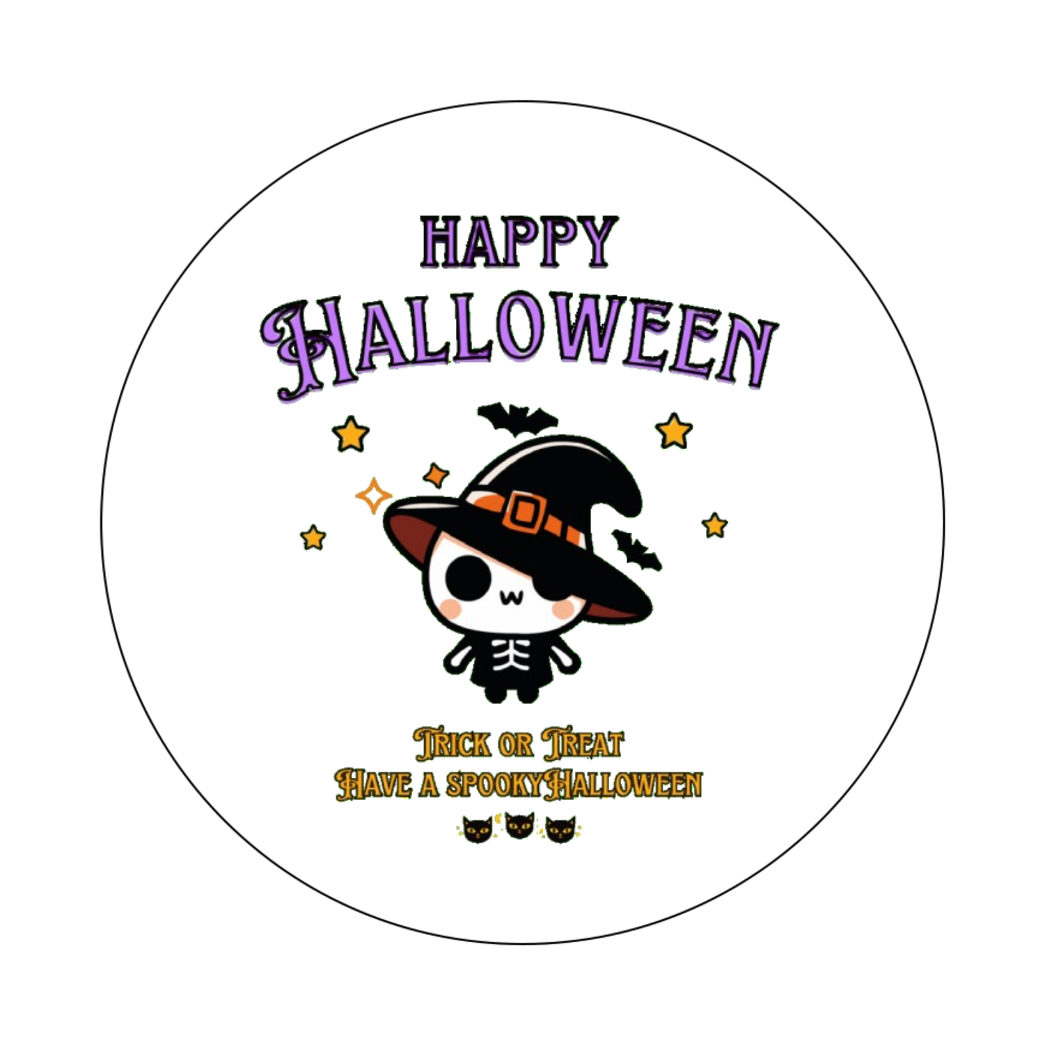 Halloween☆ニャン Purple オリジナル缶バッジ白背景（56mm）