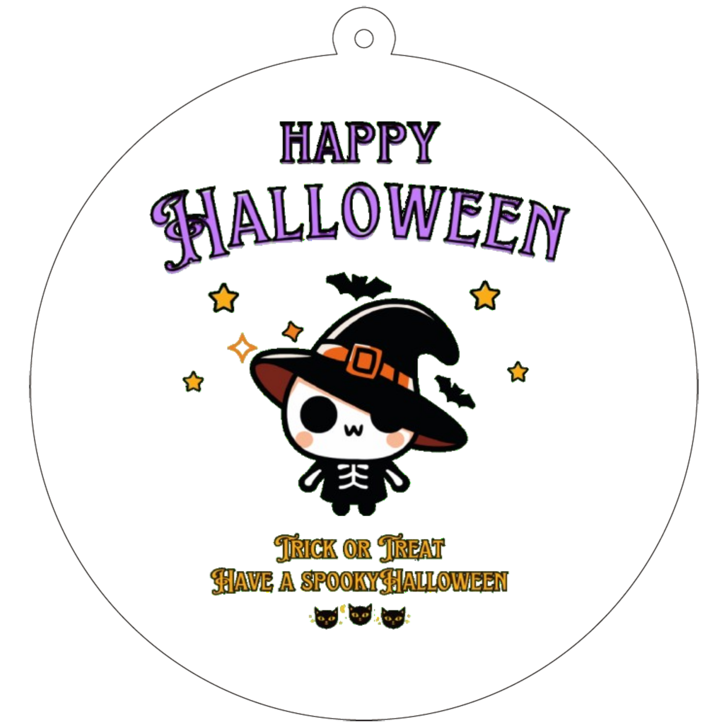 Halloween☆ニャン Purple 70×70mm アクリルキーホルダー(丸型)