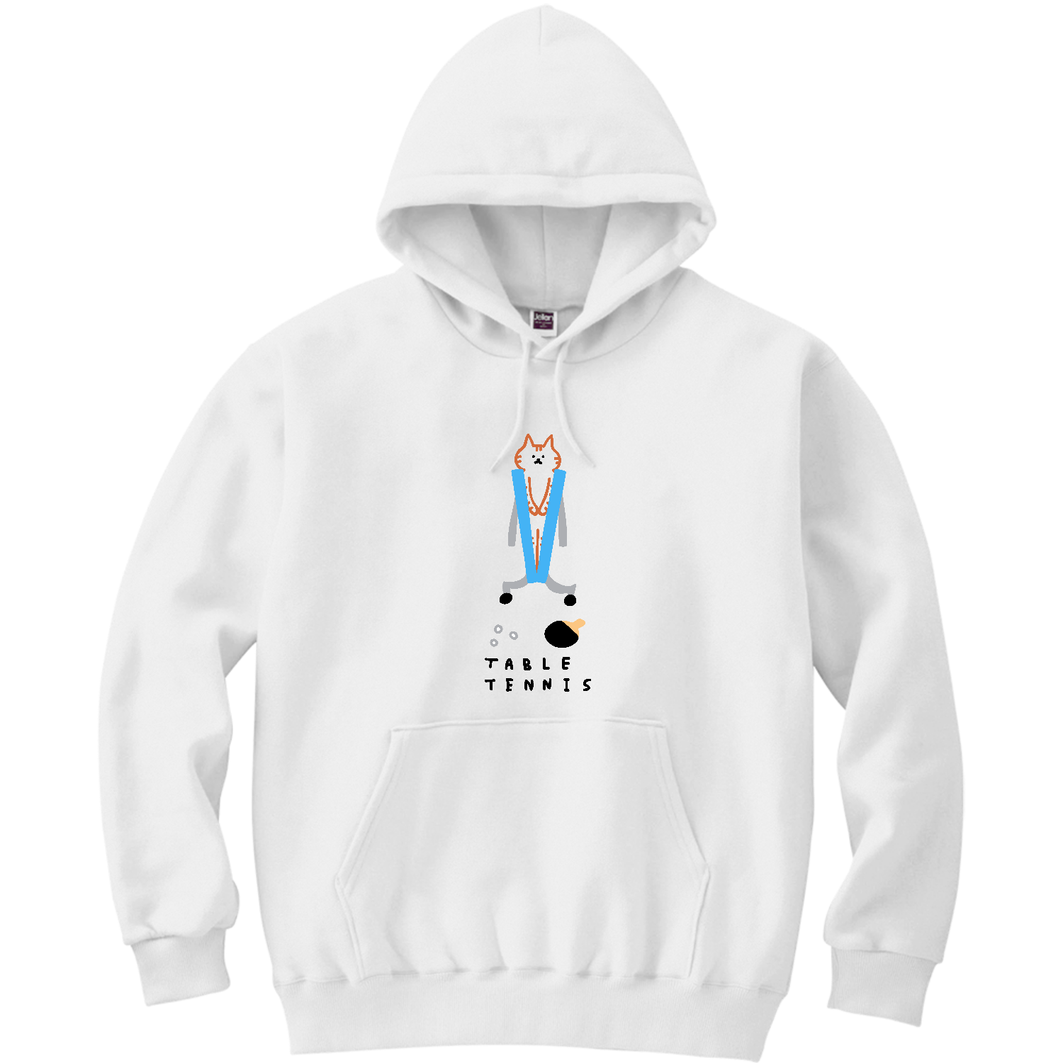 卓球　卓球台をしまう 軽量プルパーカー (長袖プリント)