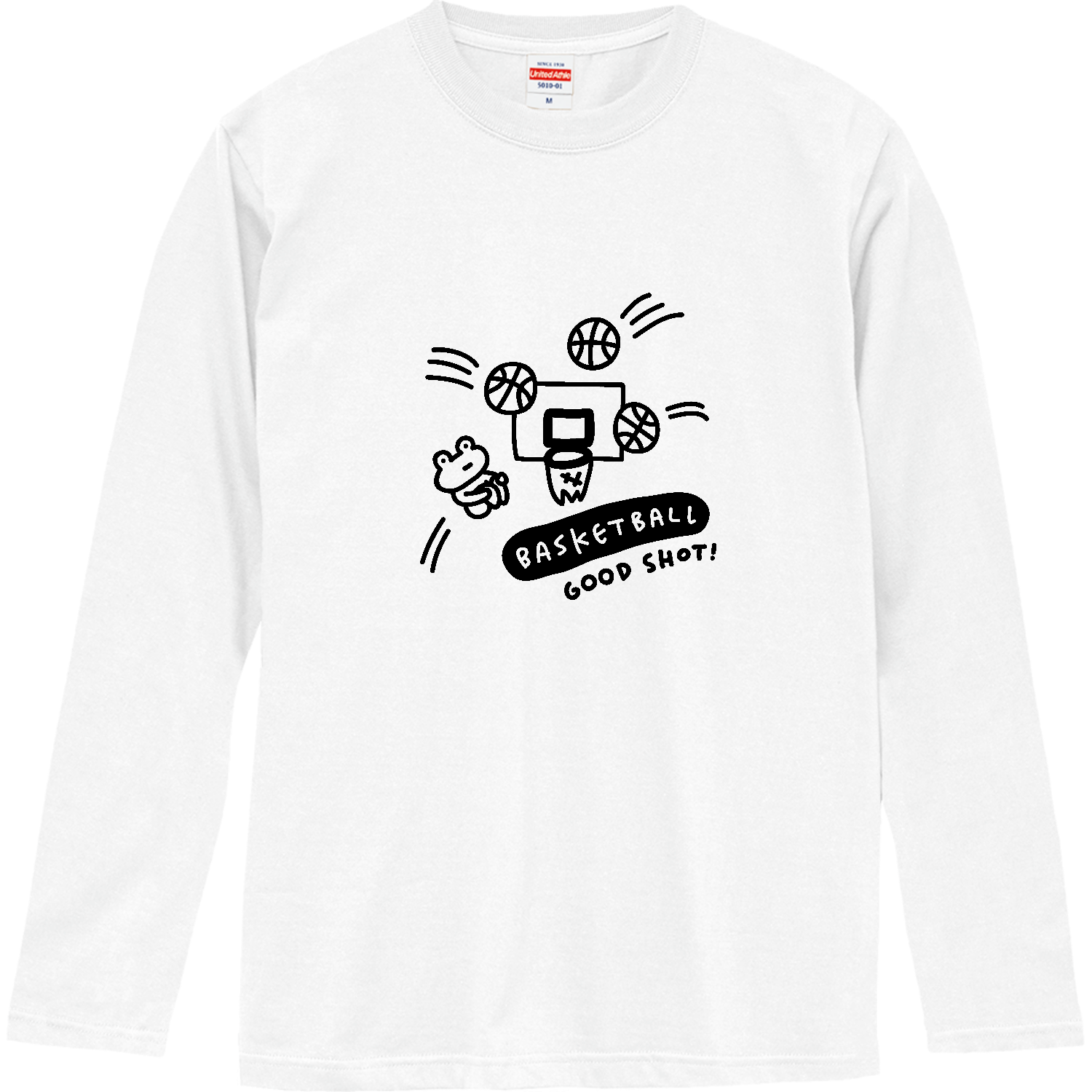 バスケットボール　カエルのgood shot! ロングスリーブTシャツ