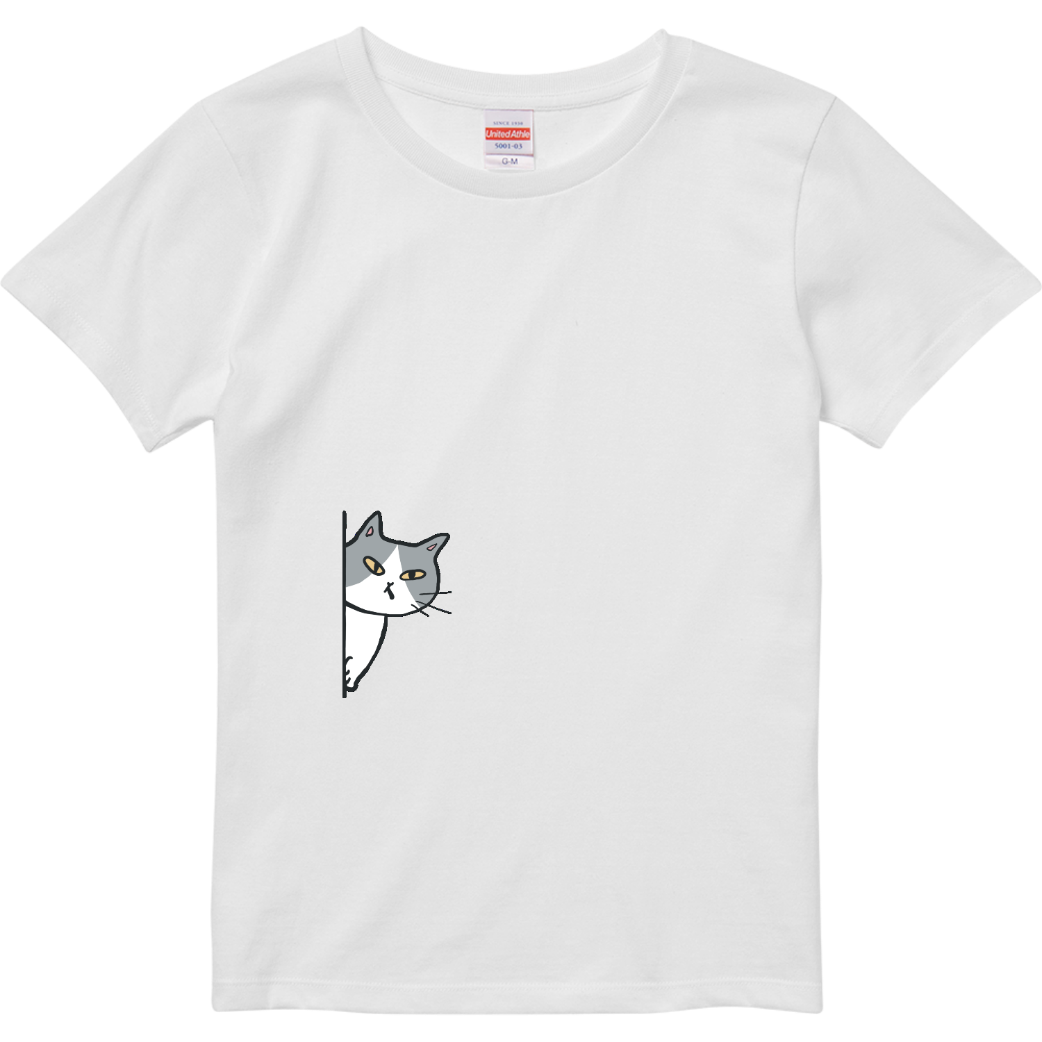 のぞき見ねこ ハイクオリティーTシャツ（ガールズ）
