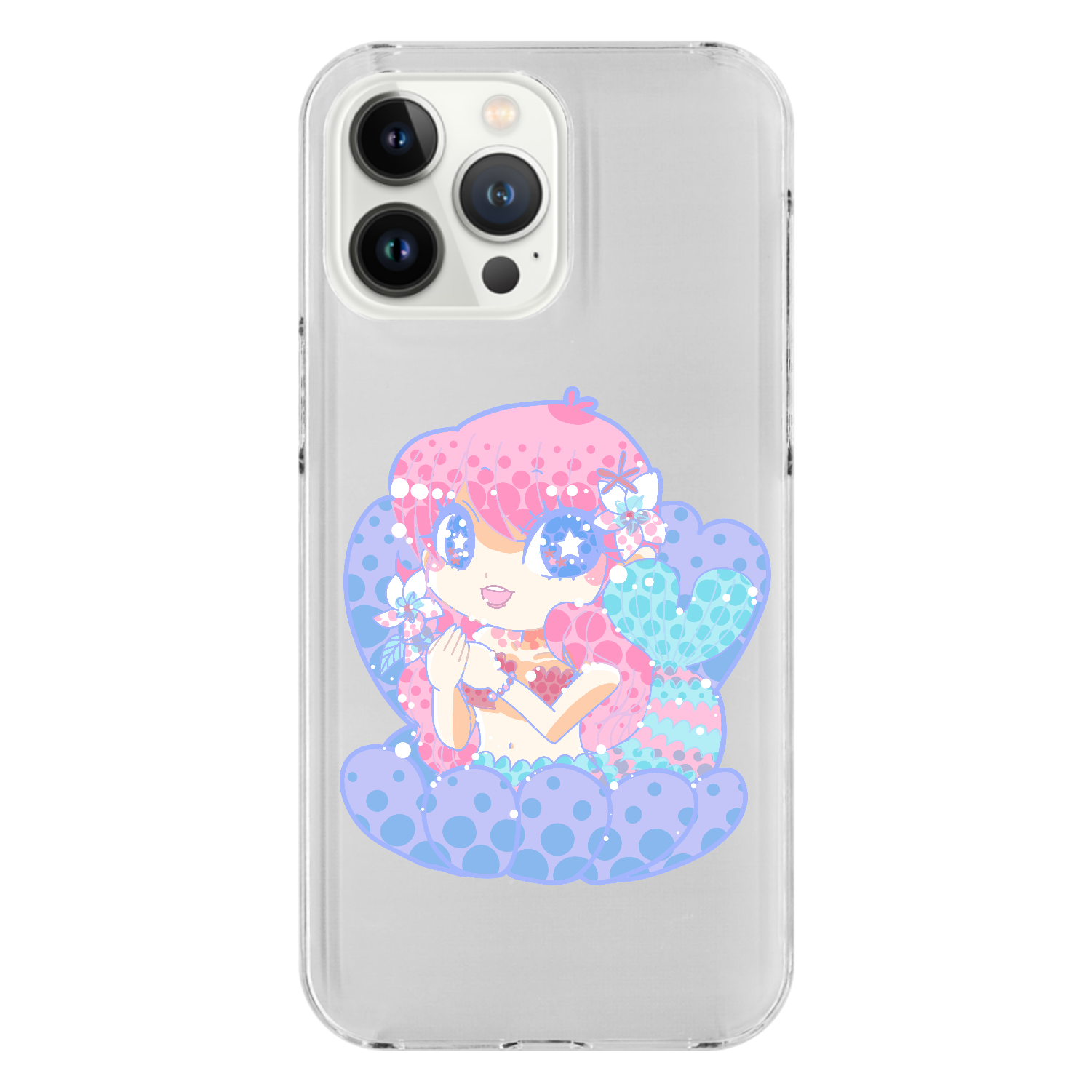 人魚姫とプルメリア iPhone14 Pro Max (透明)
