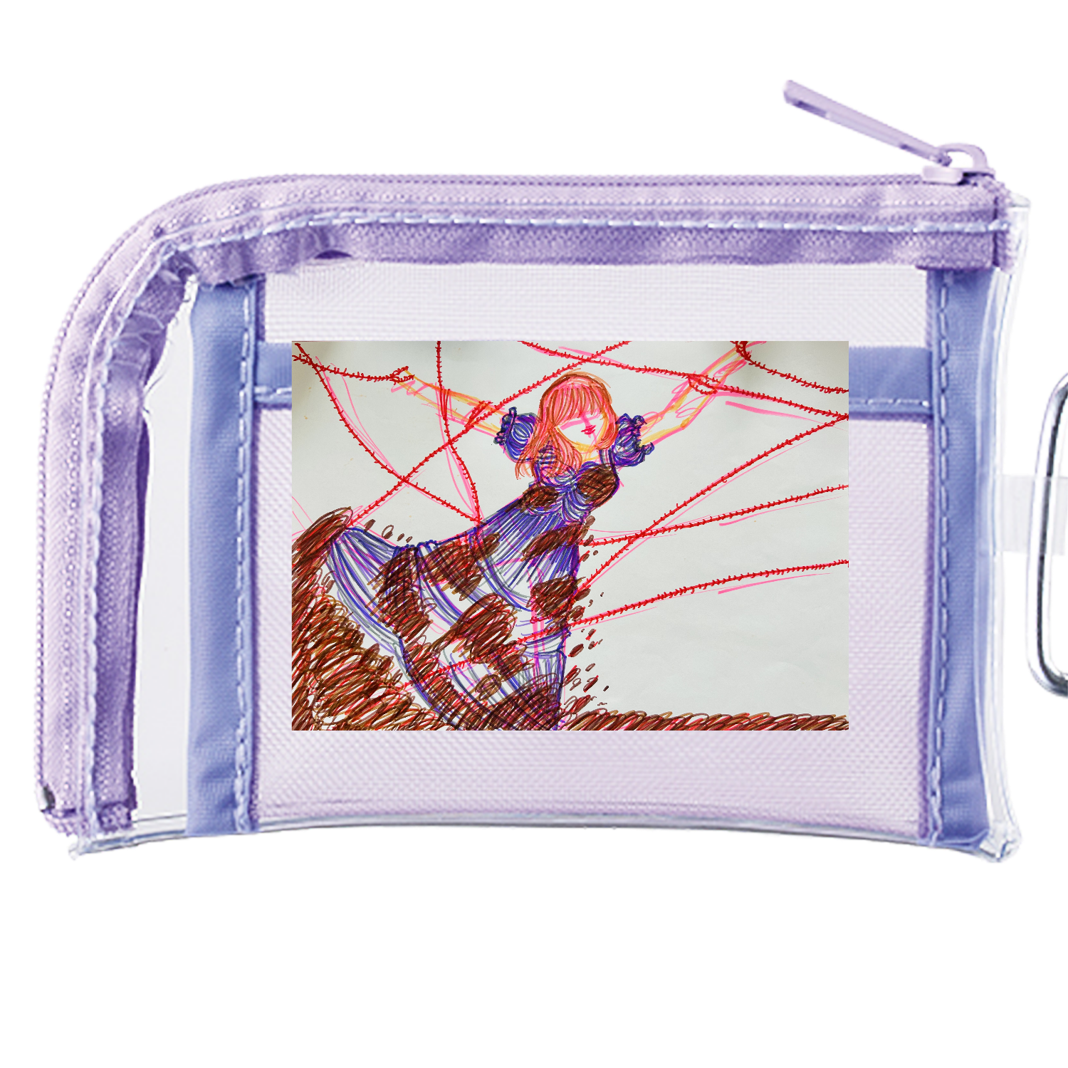 棘だらけ　泥だらけ メッシュポケットクリアミニポーチ