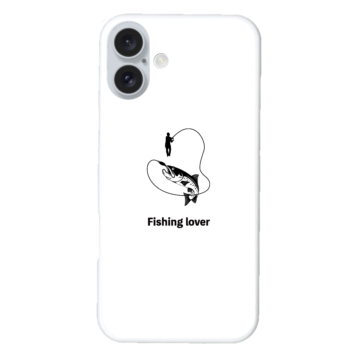 釣りイラスト（黒）（Fishing lover） iPhone16 Plus (透明)(ハードケース)