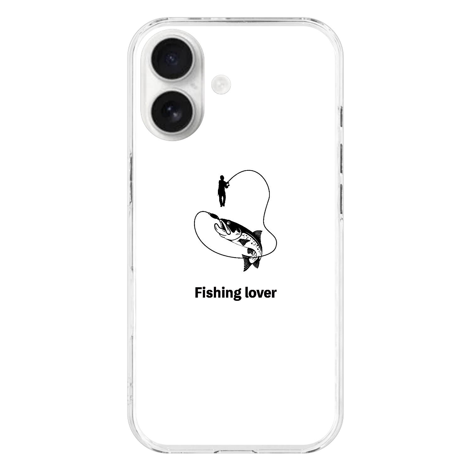 釣りイラスト（黒）（Fishing lover） iPhone17 (透明)(ハードケース)