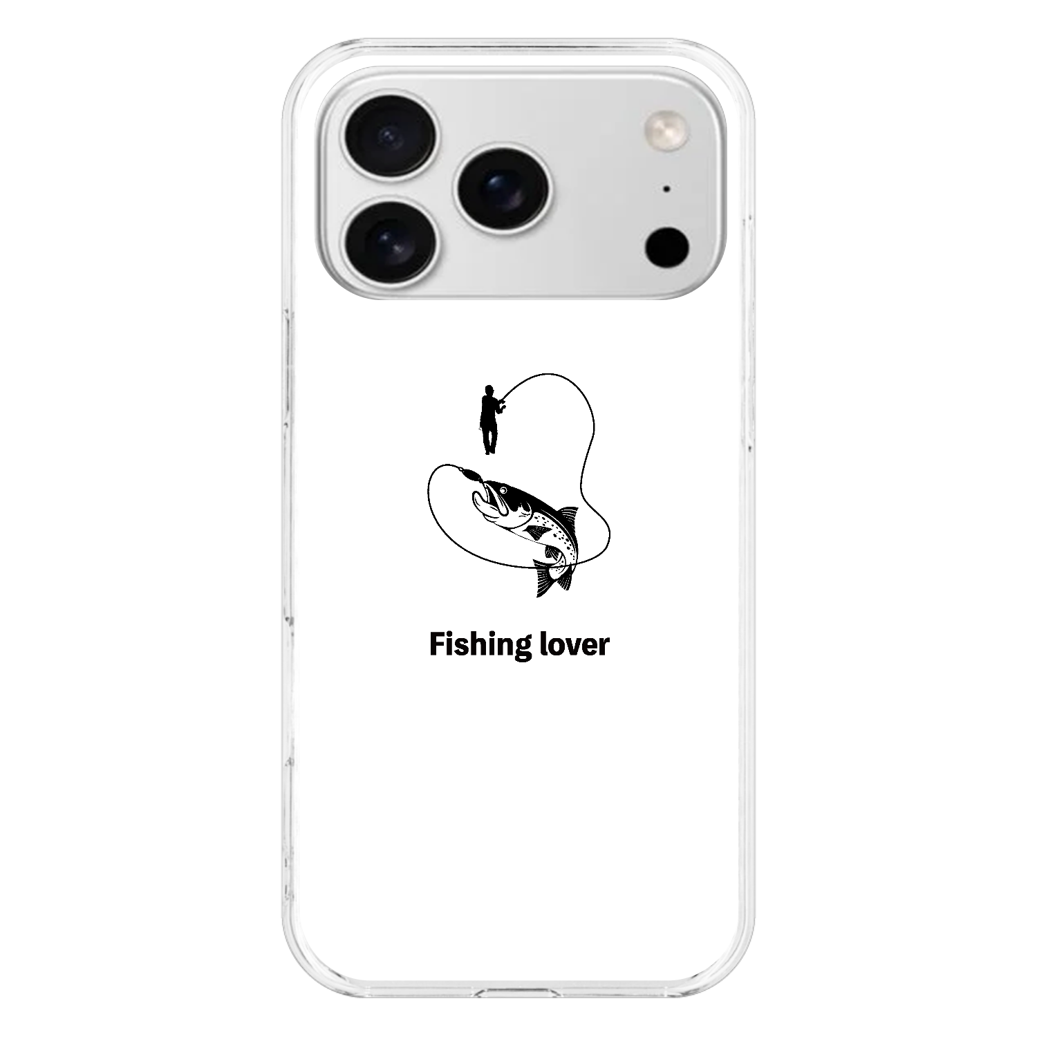 釣りイラスト（黒）（Fishing lover） iPhone17 ProMax (透明)(ハードケース)