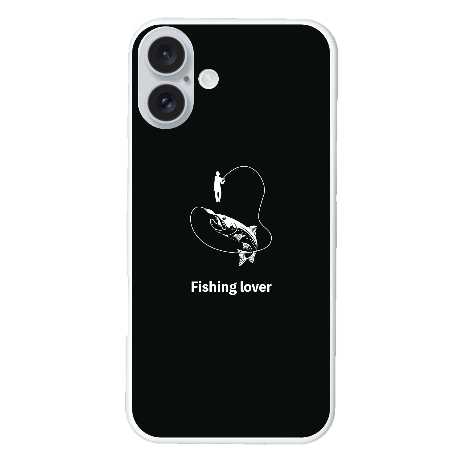釣りイラスト（白）（Fishing lover） iPhone16 Plus (透明)(ハードケース)