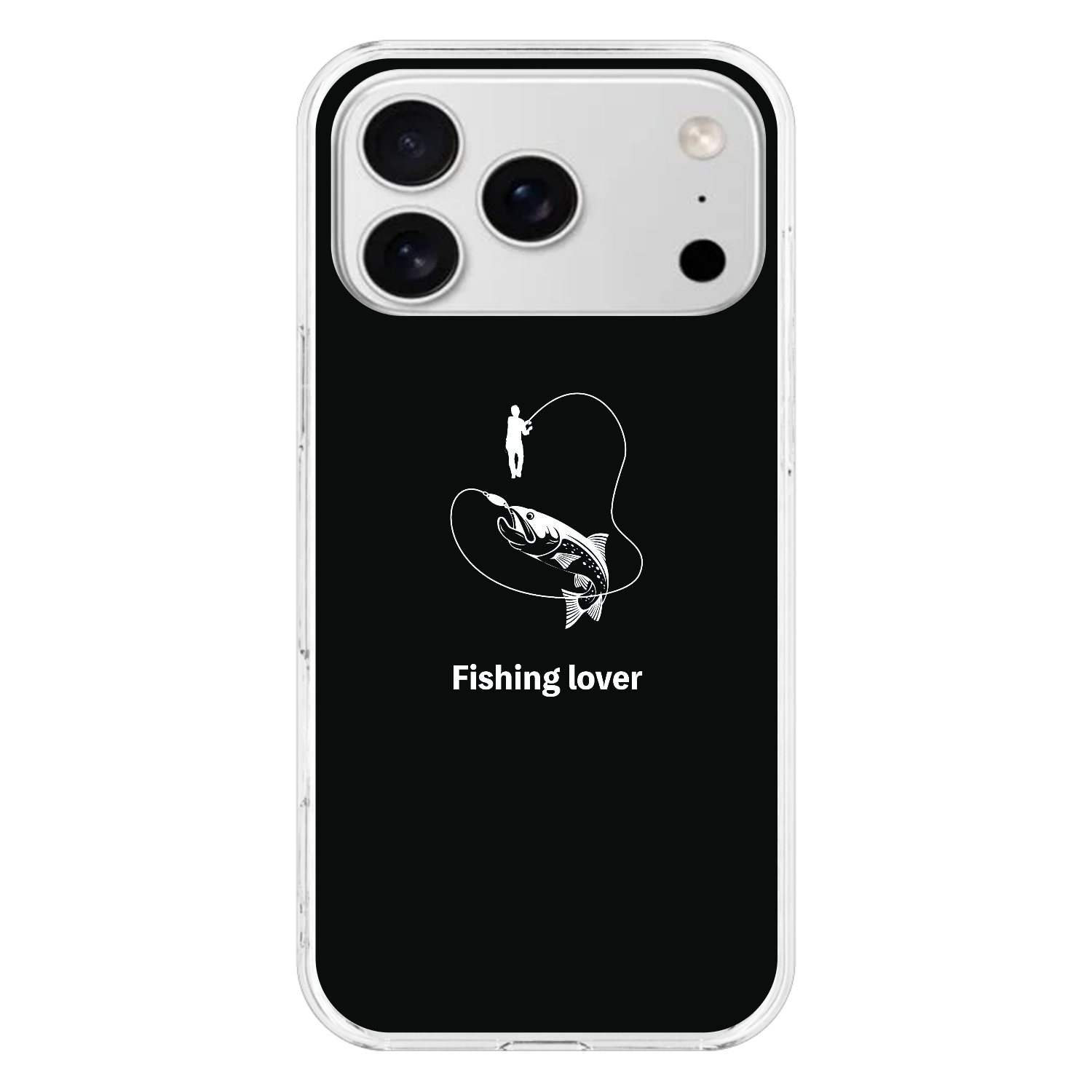 釣りイラスト（白）（Fishing lover） iPhone17 ProMax (透明)(ハードケース)