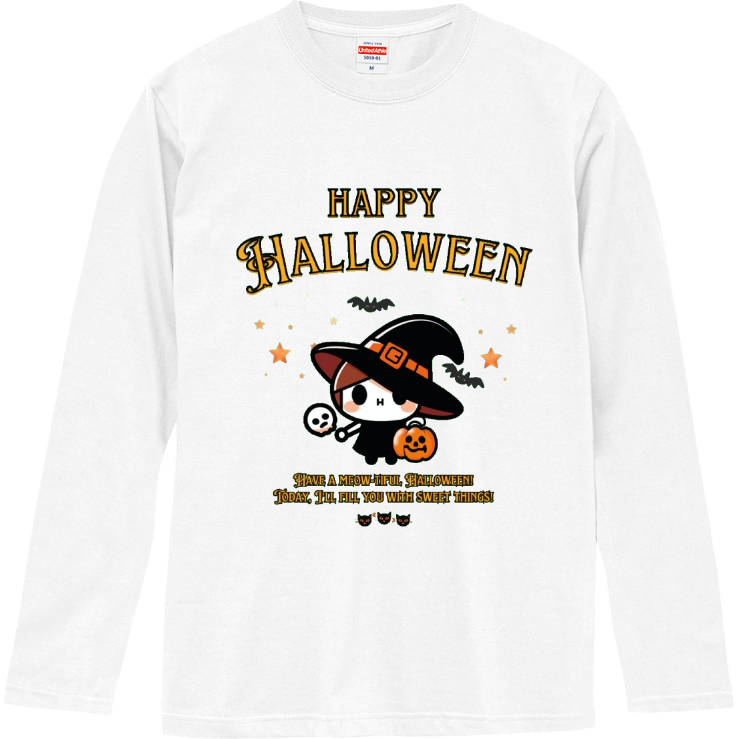 Halloween☆ニャン yellow ロングスリーブTシャツ
