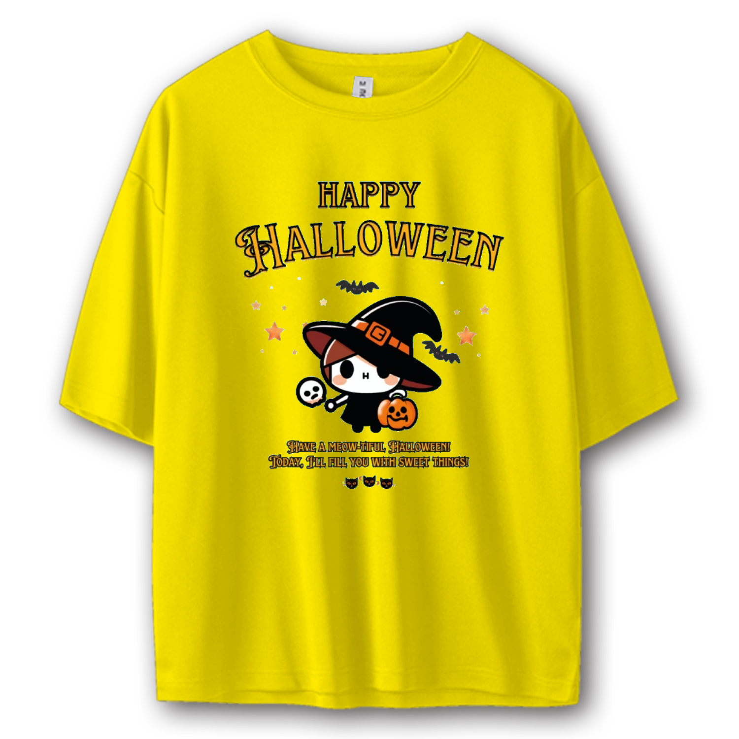 Halloween☆ニャン yellow ストリートＴシャツ キッズ