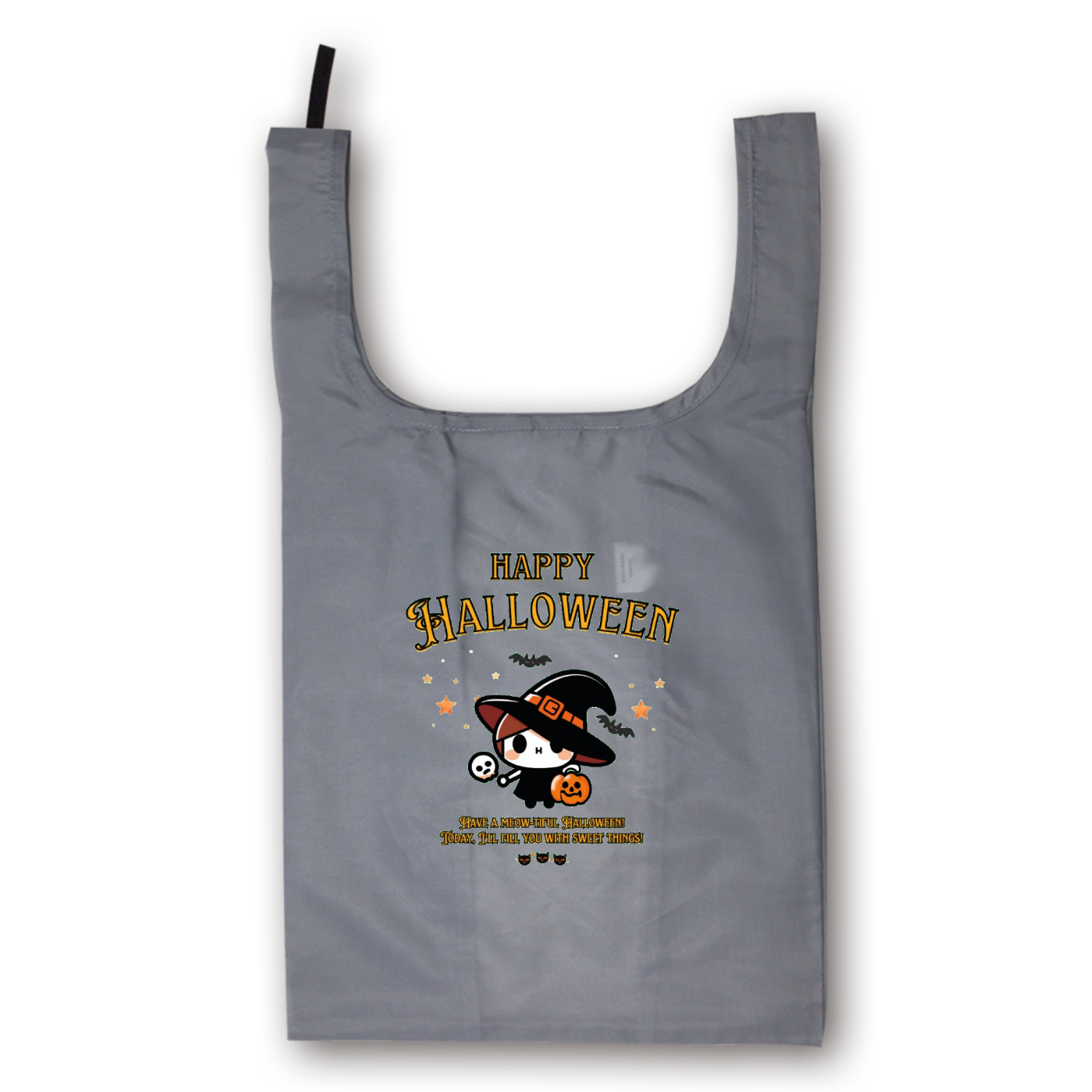 Halloween☆ニャン yellow ポリマルシェバッグ（L）