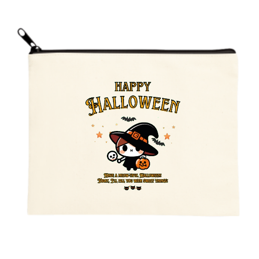 Halloween☆ニャン yellow キャンバスポーチ（Ｍ）