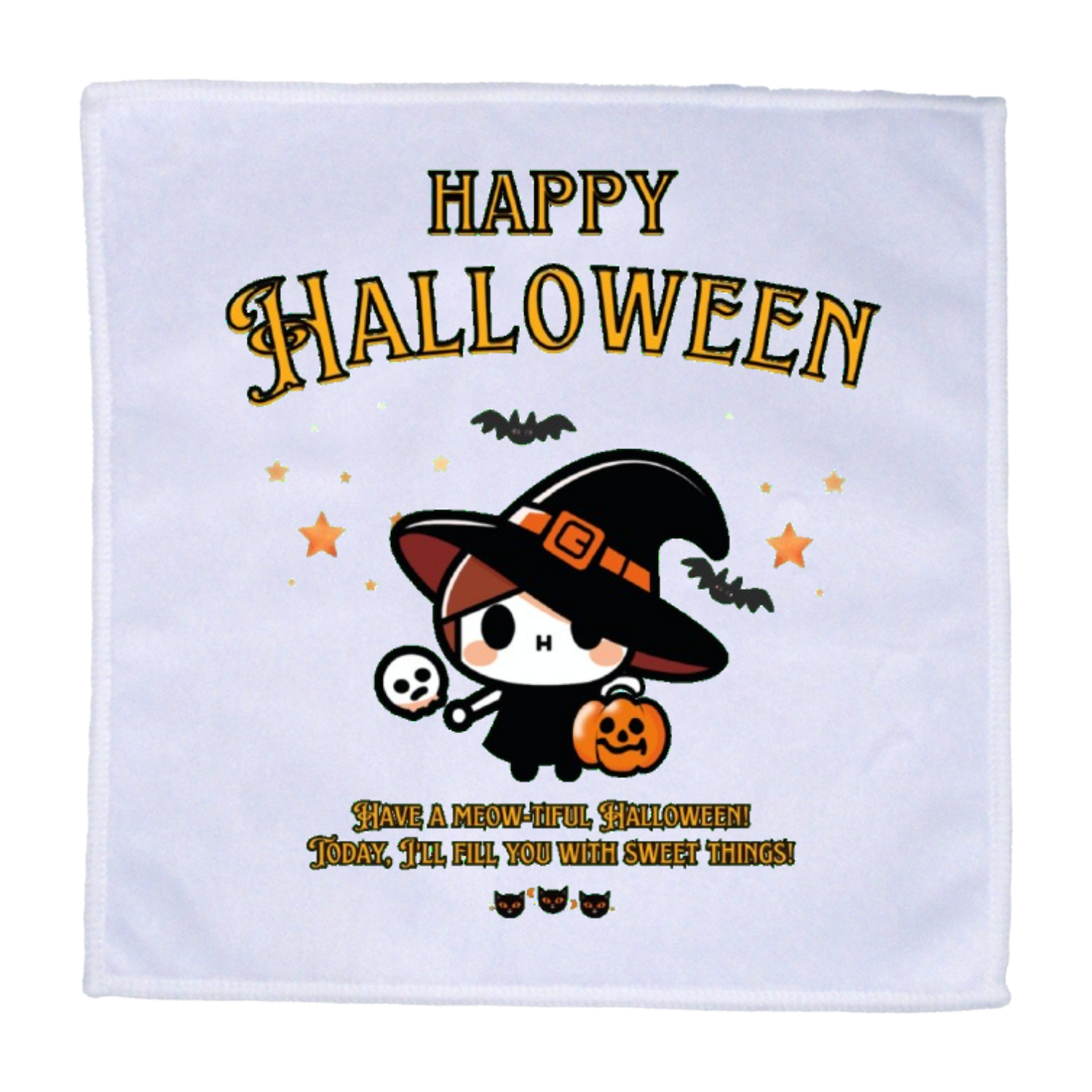 Halloween☆ニャン yellow ラビットタッチ 25cmミニハンカチ