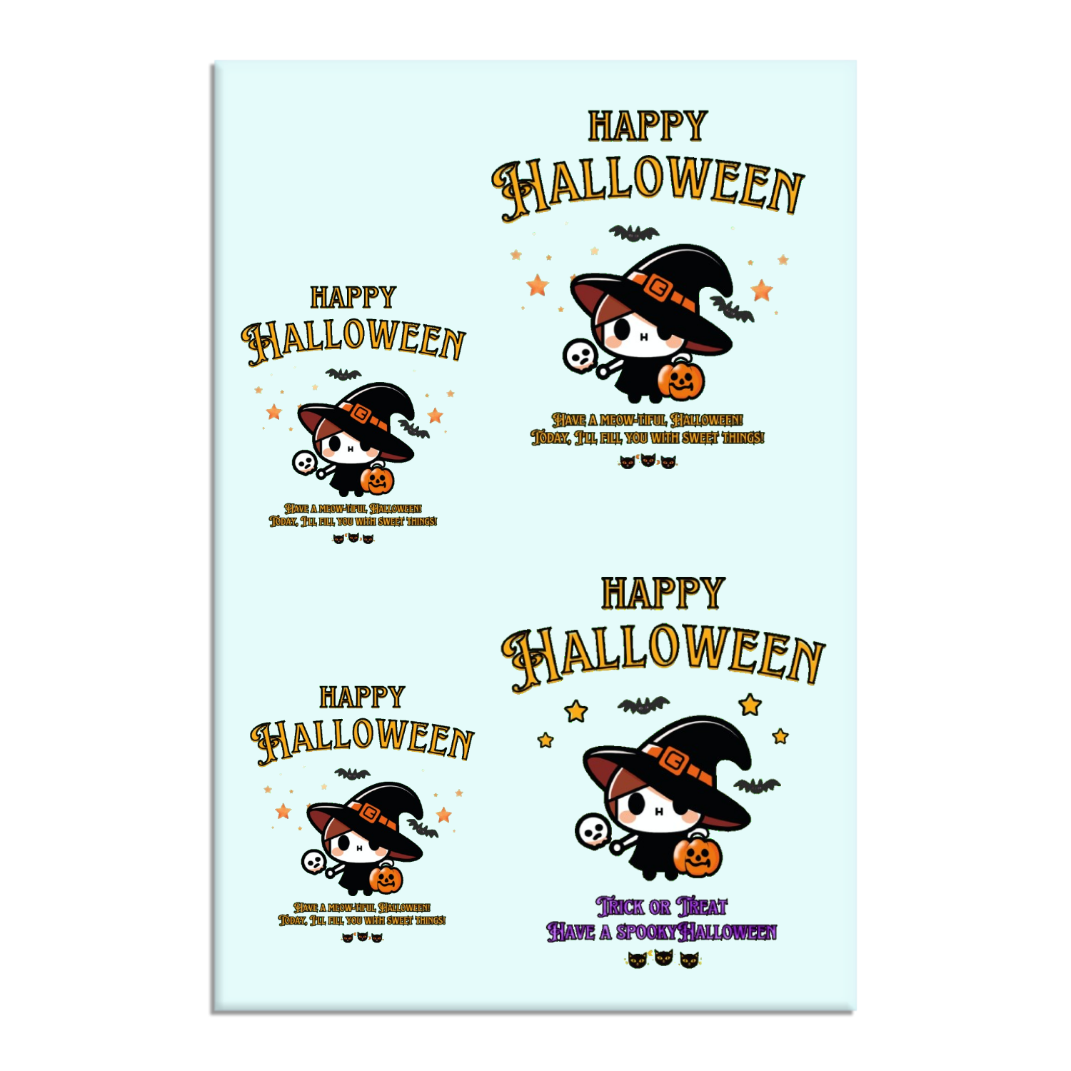 Halloween☆ニャン yellow タトゥーシール　はがきサイズ