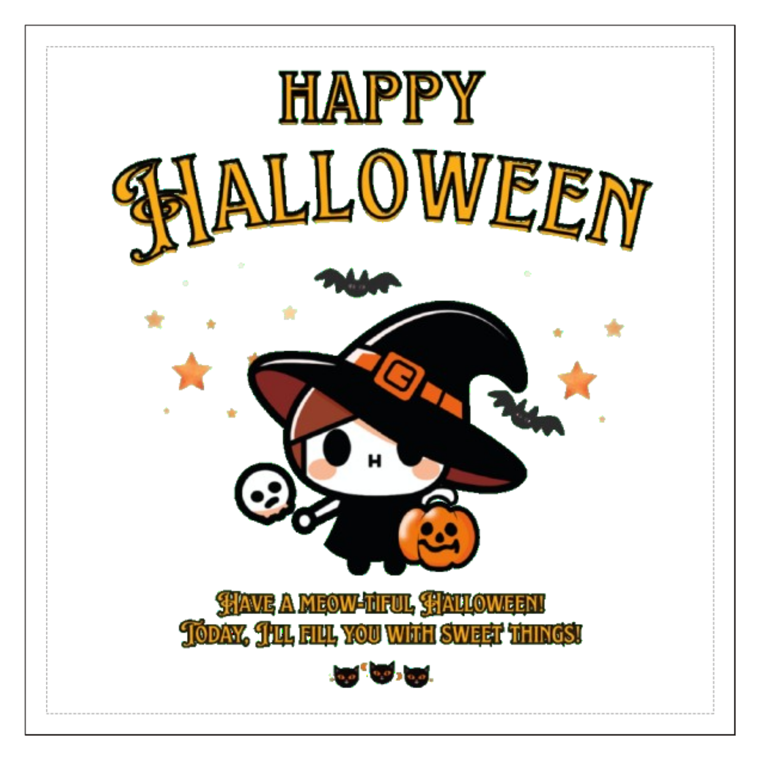 Halloween☆ニャン yellow 100mmクリアステッカー・シール