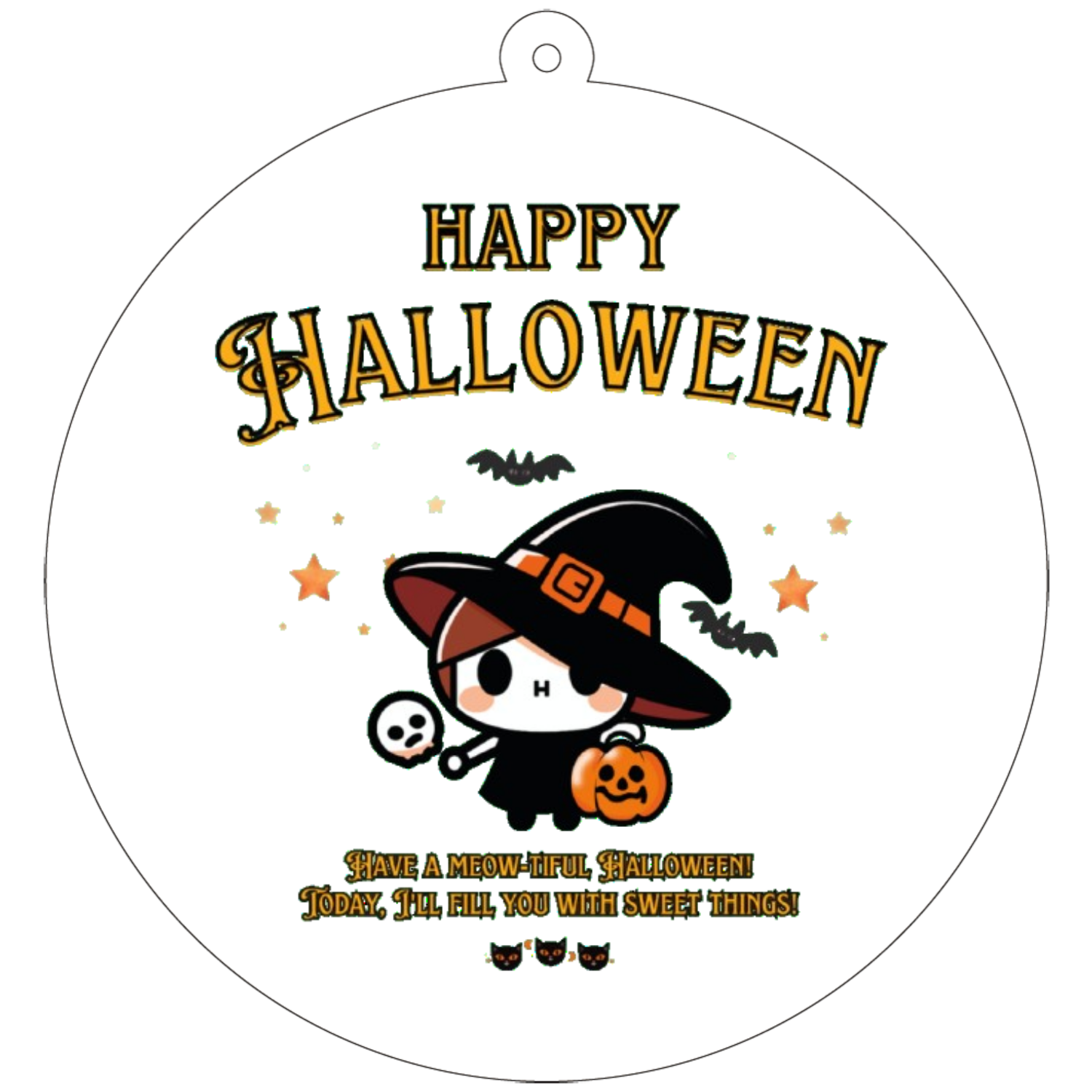 Halloween☆ニャン yellow 70×70mm アクリルキーホルダー(丸型)