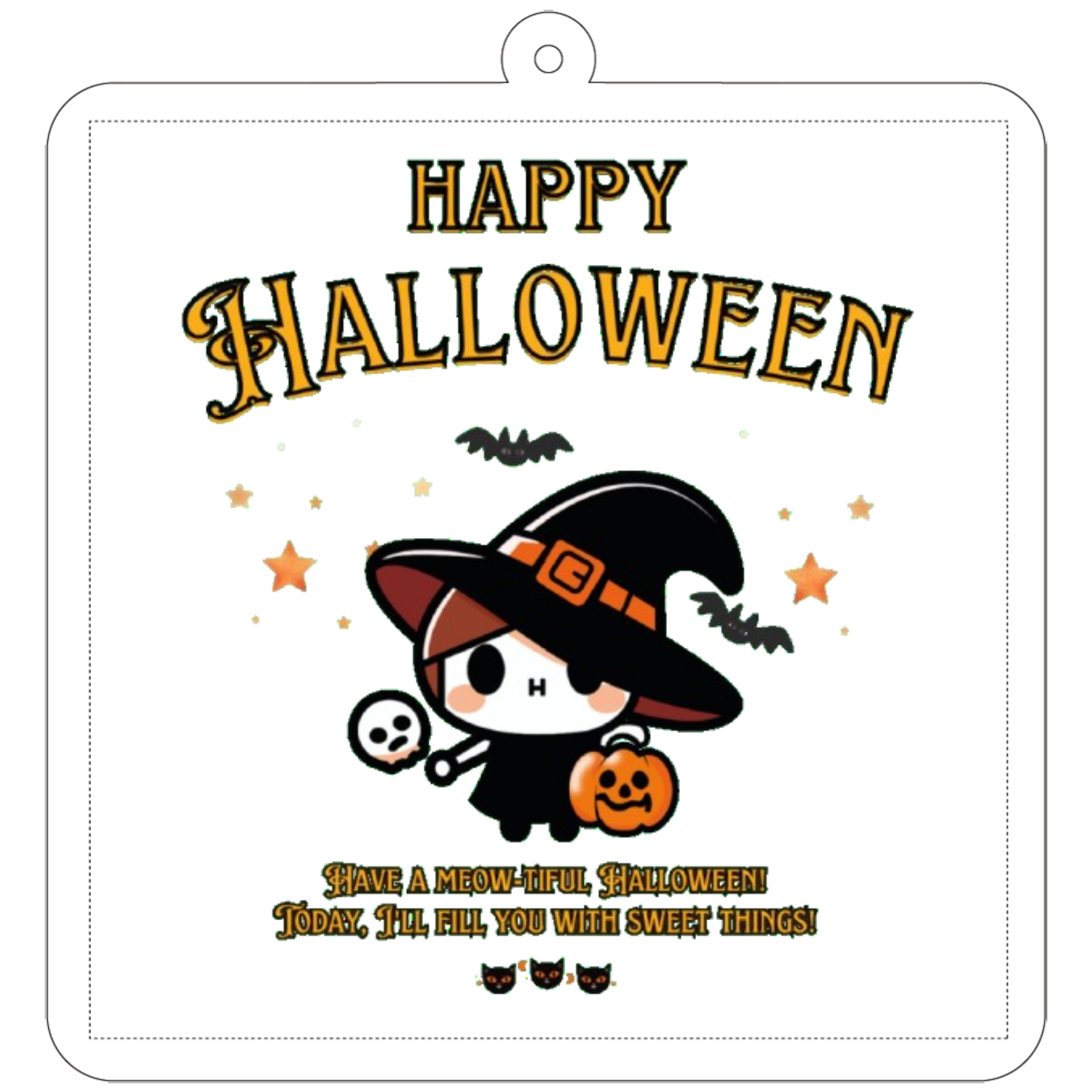 Halloween☆ニャン yellow 70×70mm アクリルキーホルダー(正方形)