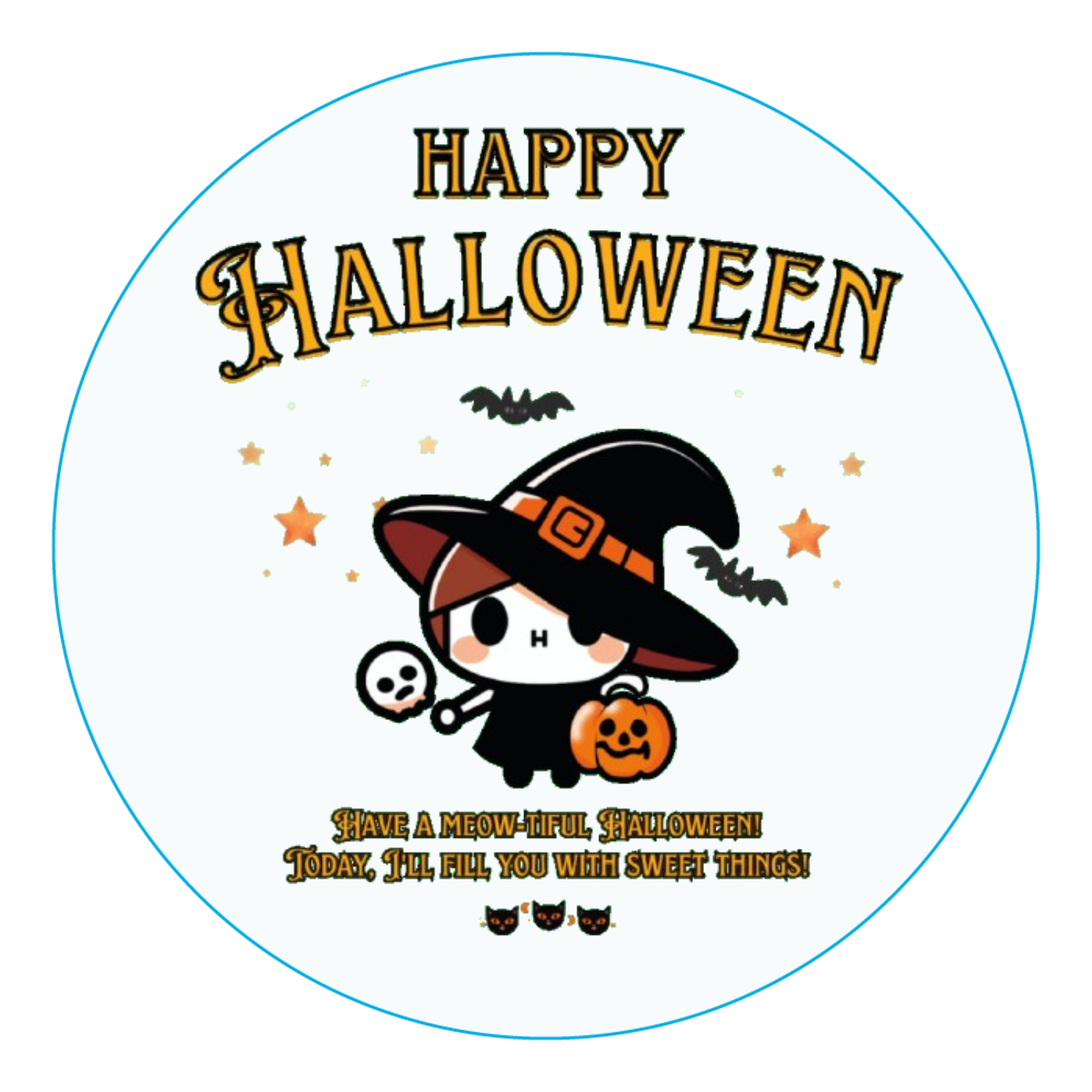 Halloween☆ニャン yellow アクリルコースター（丸）