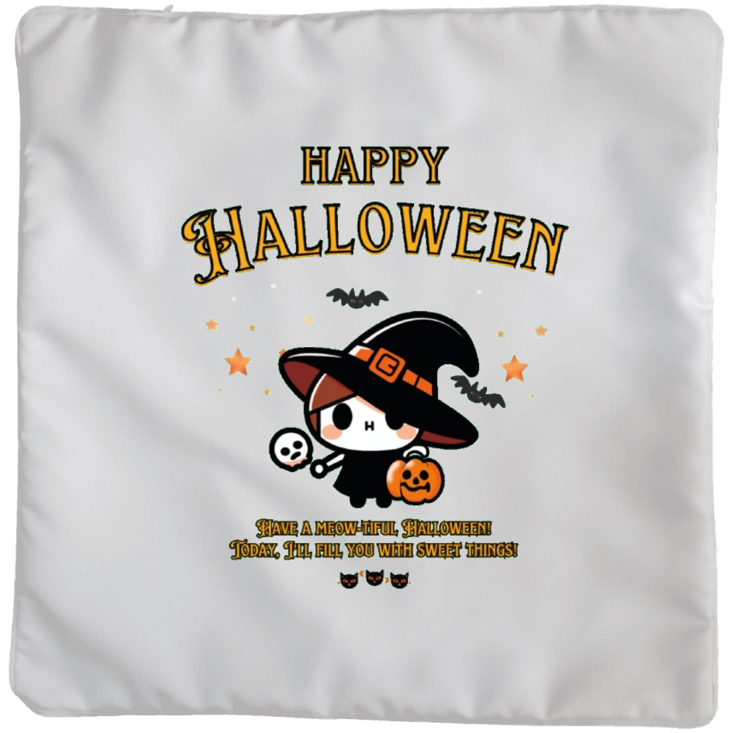 Halloween☆ニャン yellow クッションカバー(大)カバーのみ