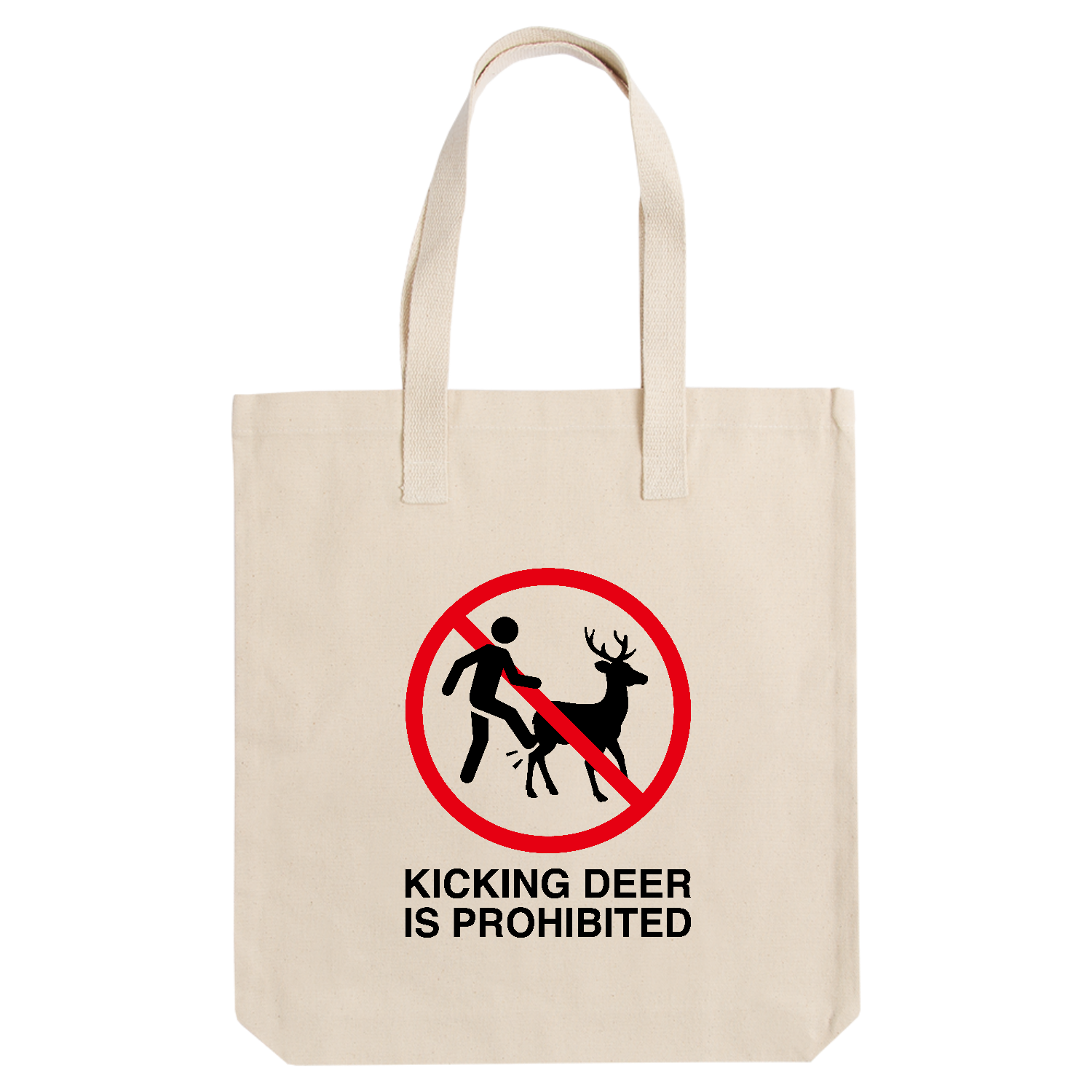 鹿キック禁止【奈良のシカ】標識デザイン アーバントート【白プリントあり】