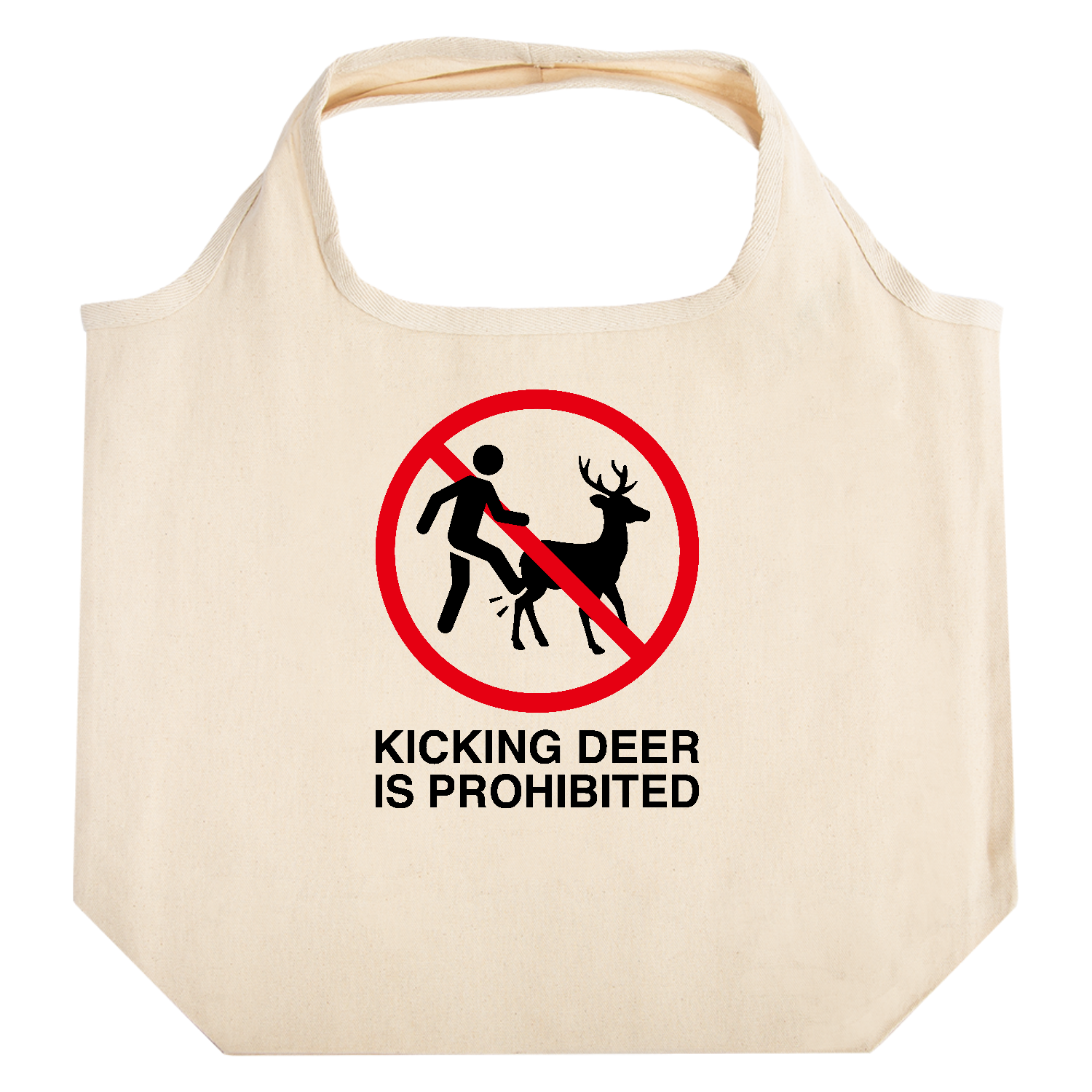 鹿キック禁止【奈良のシカ】標識デザイン たためるマルシェ【白プリントあり】