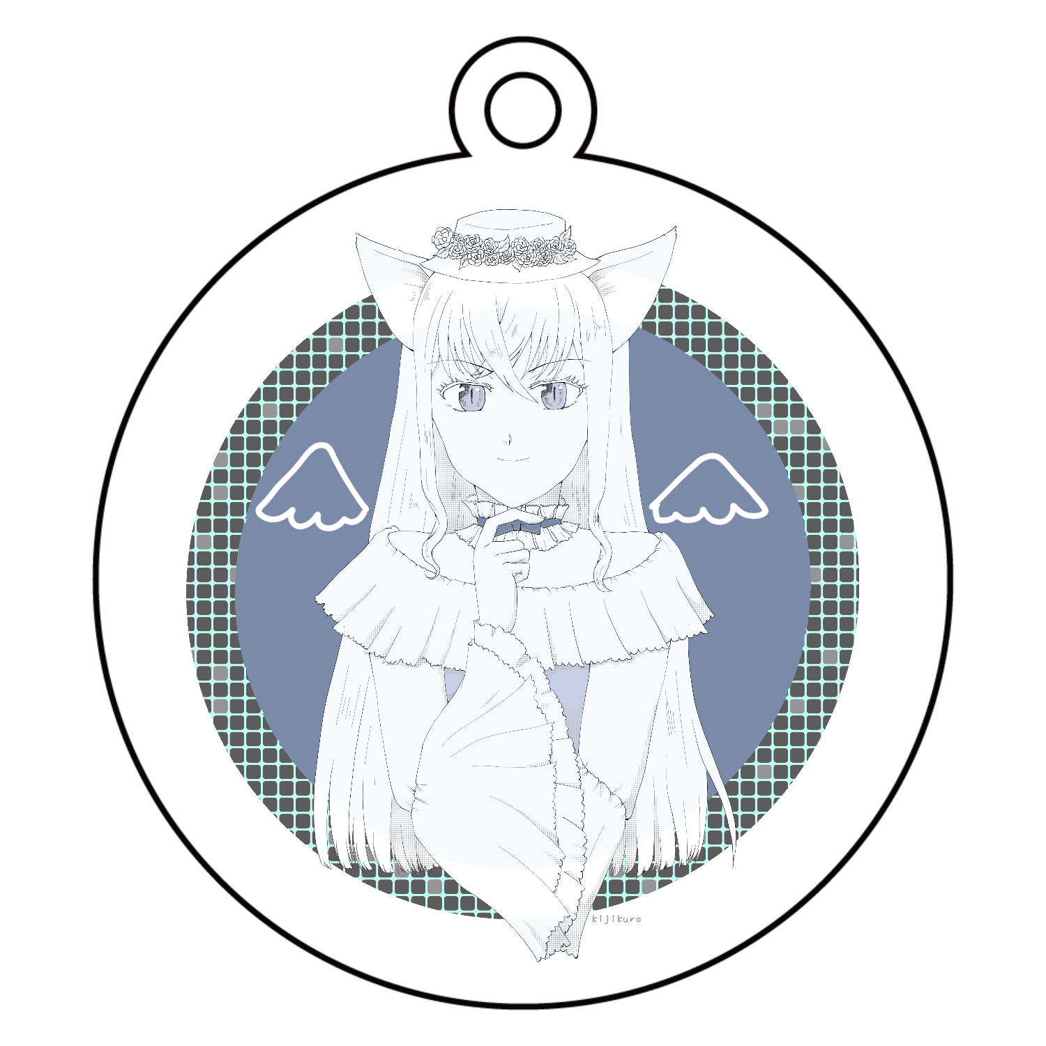 ねこ貴婦人 アクリルキーホルダー　丸型 (6cm)