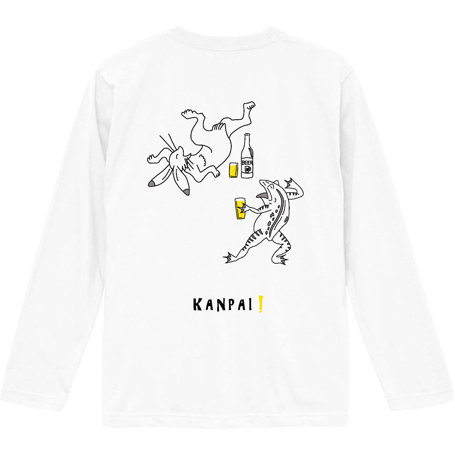 鳥獣戯画×BEER 黒線画 バックプリント | ロングスリーブTシャツ ロングスリーブTシャツ