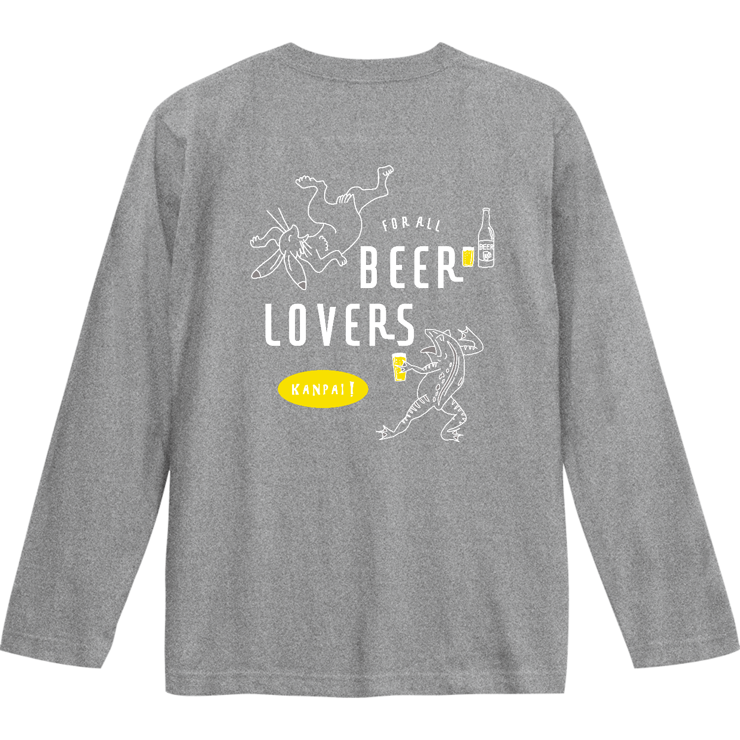 鳥獣戯画×BEER 白線画 バックプリント | ロングスリーブTシャツ ロングスリーブTシャツ