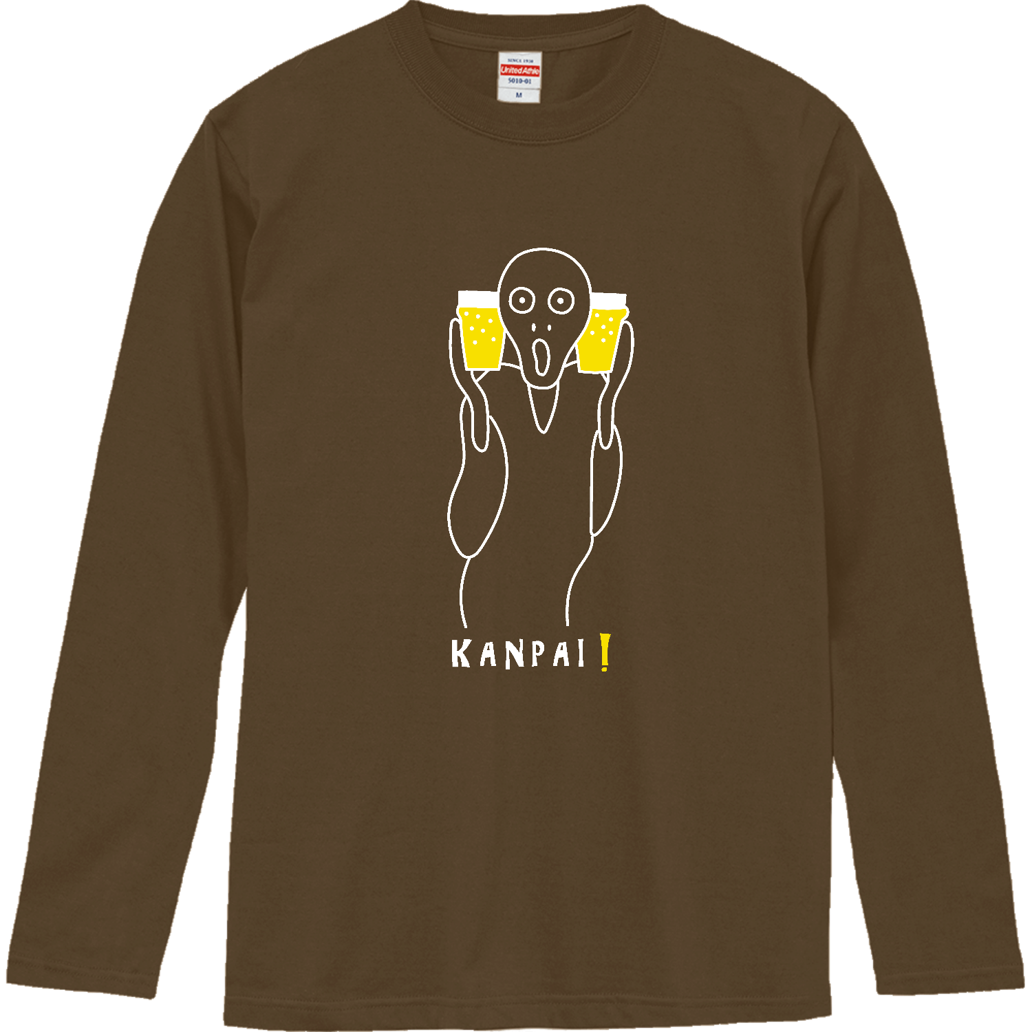 ムンクの叫び×BEER 白線画 | ロングスリーブTシャツ ロングスリーブTシャツ