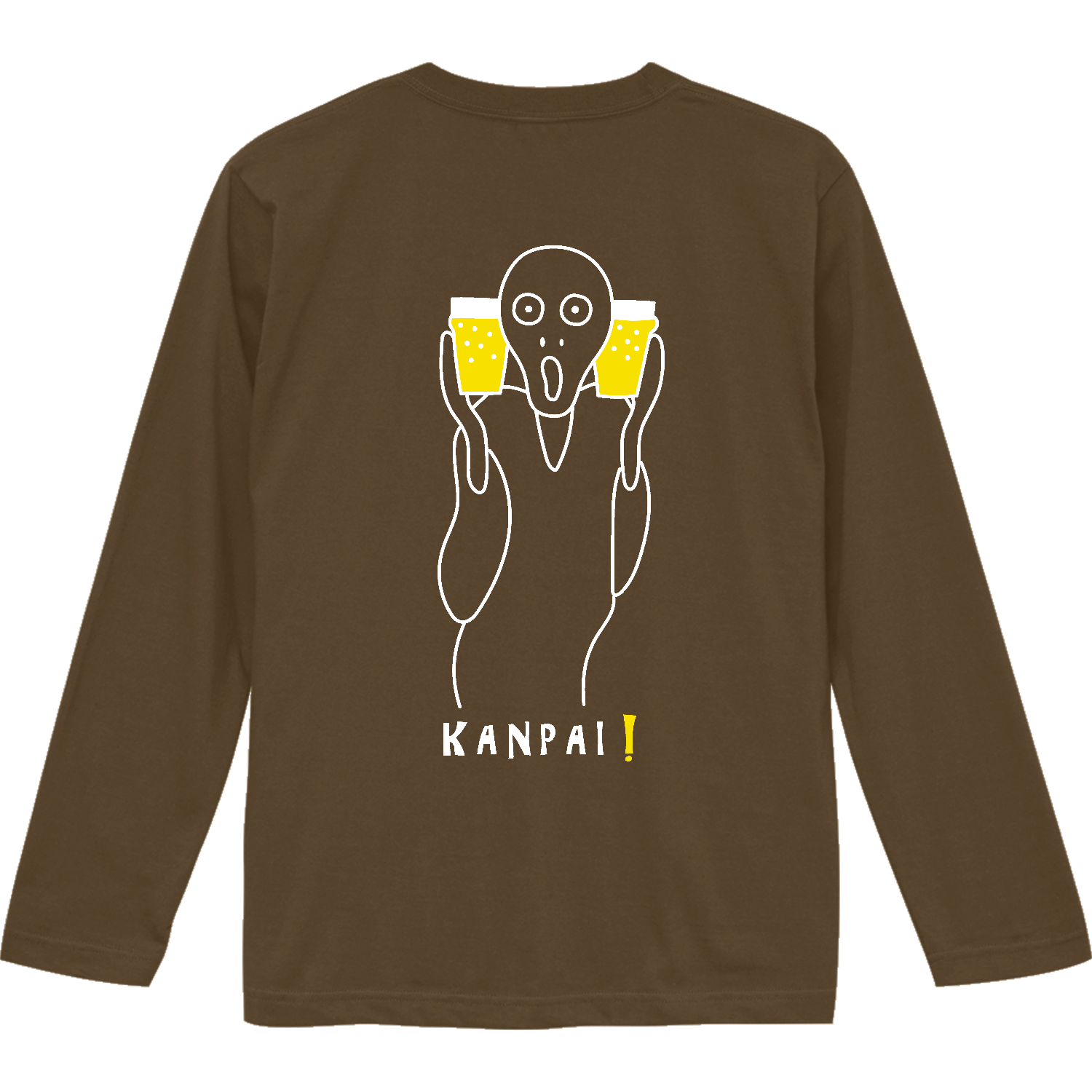 ムンクの叫び×BEER 白線画 バックプリント | ロングスリーブTシャツ ロングスリーブTシャツ