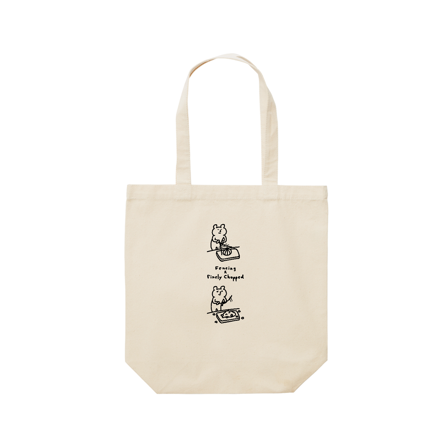 フェンシング　玉ねぎをみじん切り レギュラーキャンバストートバッグ(M) (フルカラー転写プリント)