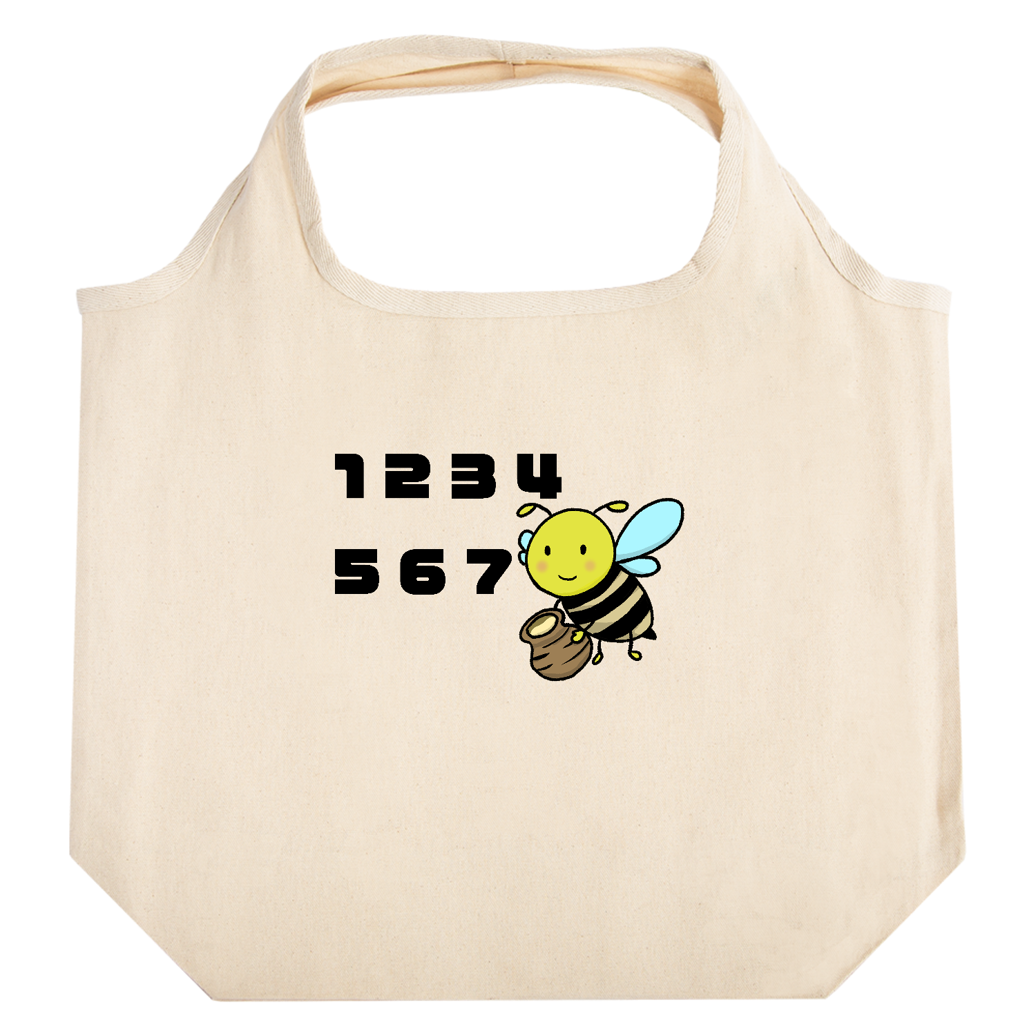 1234567ハチ？ たためるマルシェ【白プリントあり】