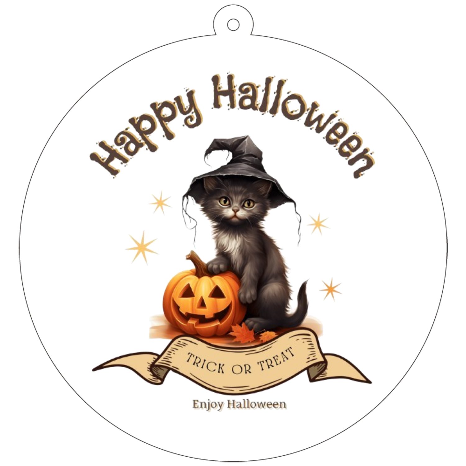 ハロウィン☆黒猫70×70mm アクリルキーホルダー(丸型)の商品購入ページ