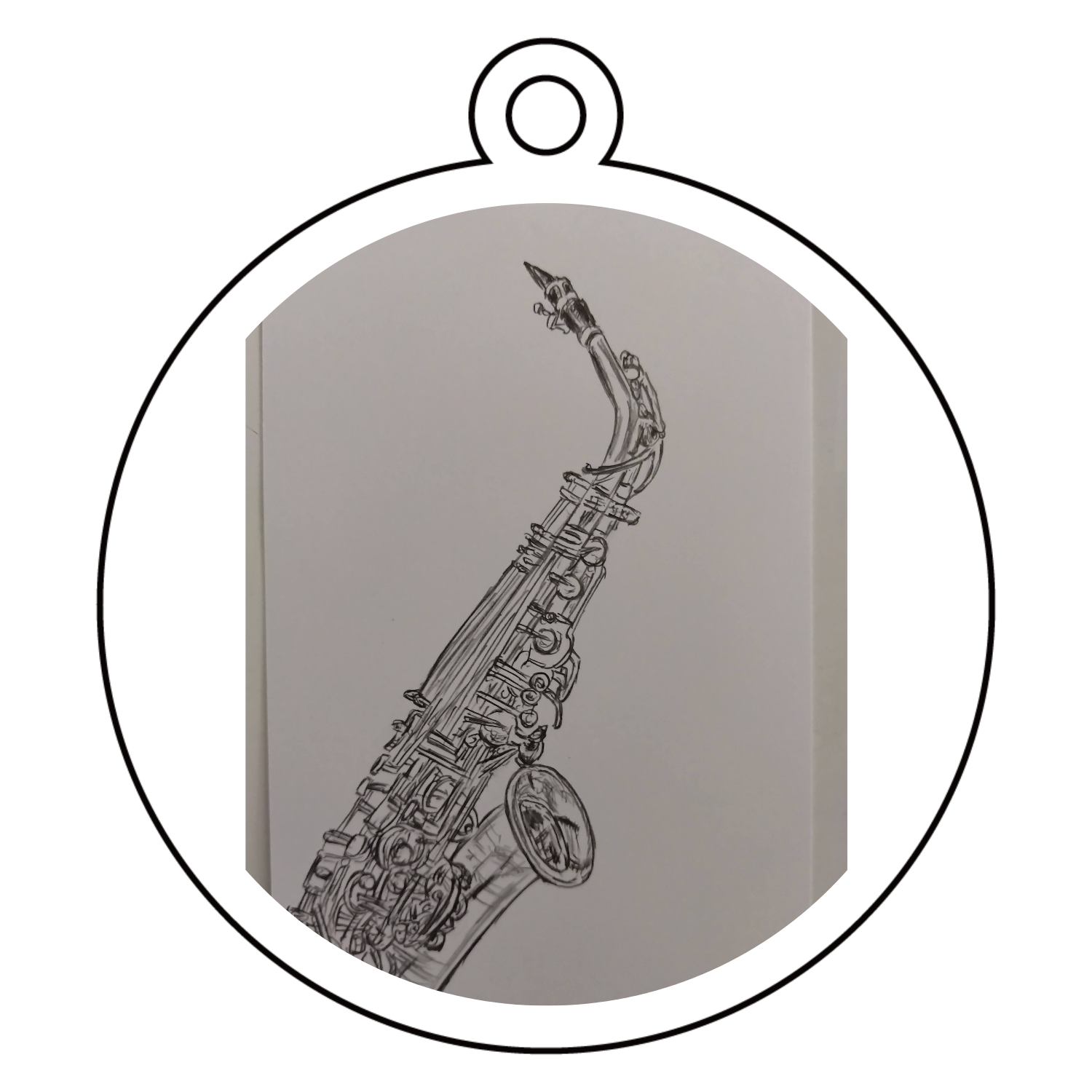 サックス アクリルキーホルダー　丸型 (6cm)