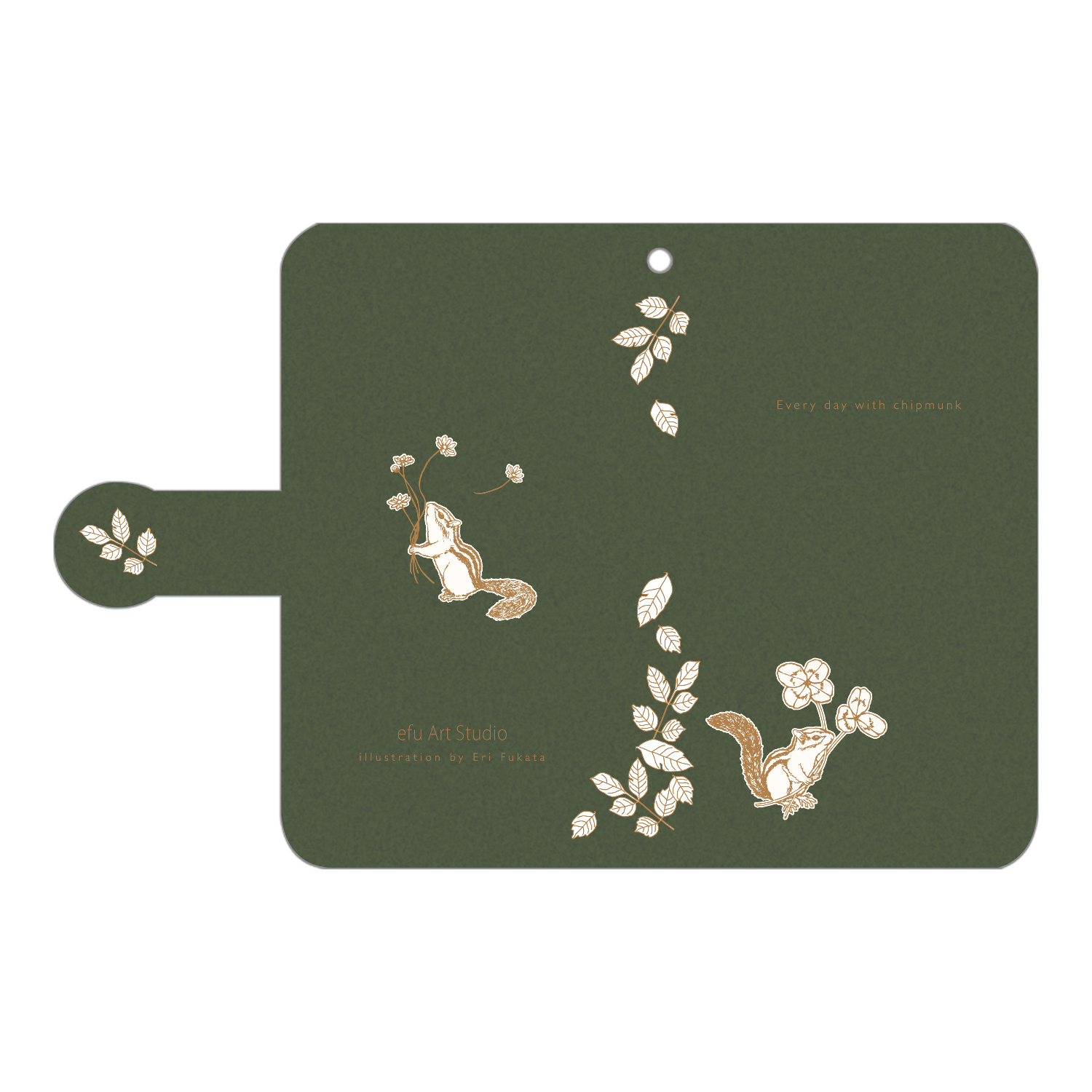  シマリスのAndroid用手帳型ケース〈モスグリーン〉 手帳型ベルト付きアンドロイドS